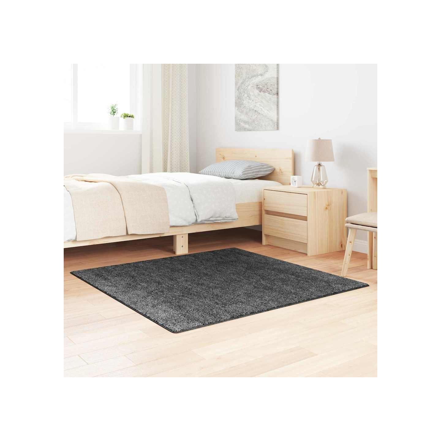 Tapis Shaggy Anti-dérapant Gris foncé 120 x 120 cm PP