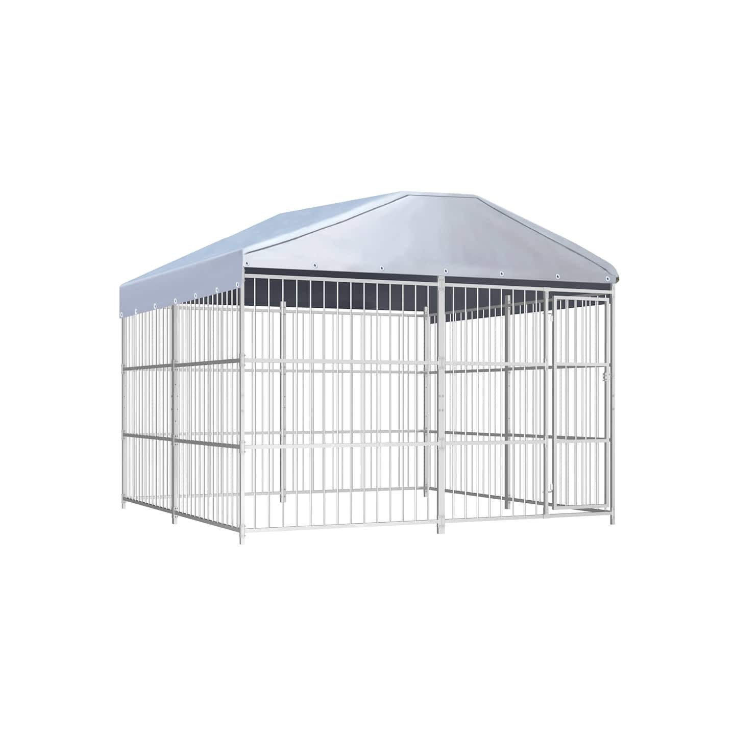 Chenil d'extérieur avec toit pour chiens 300 x 300 x 200 cm