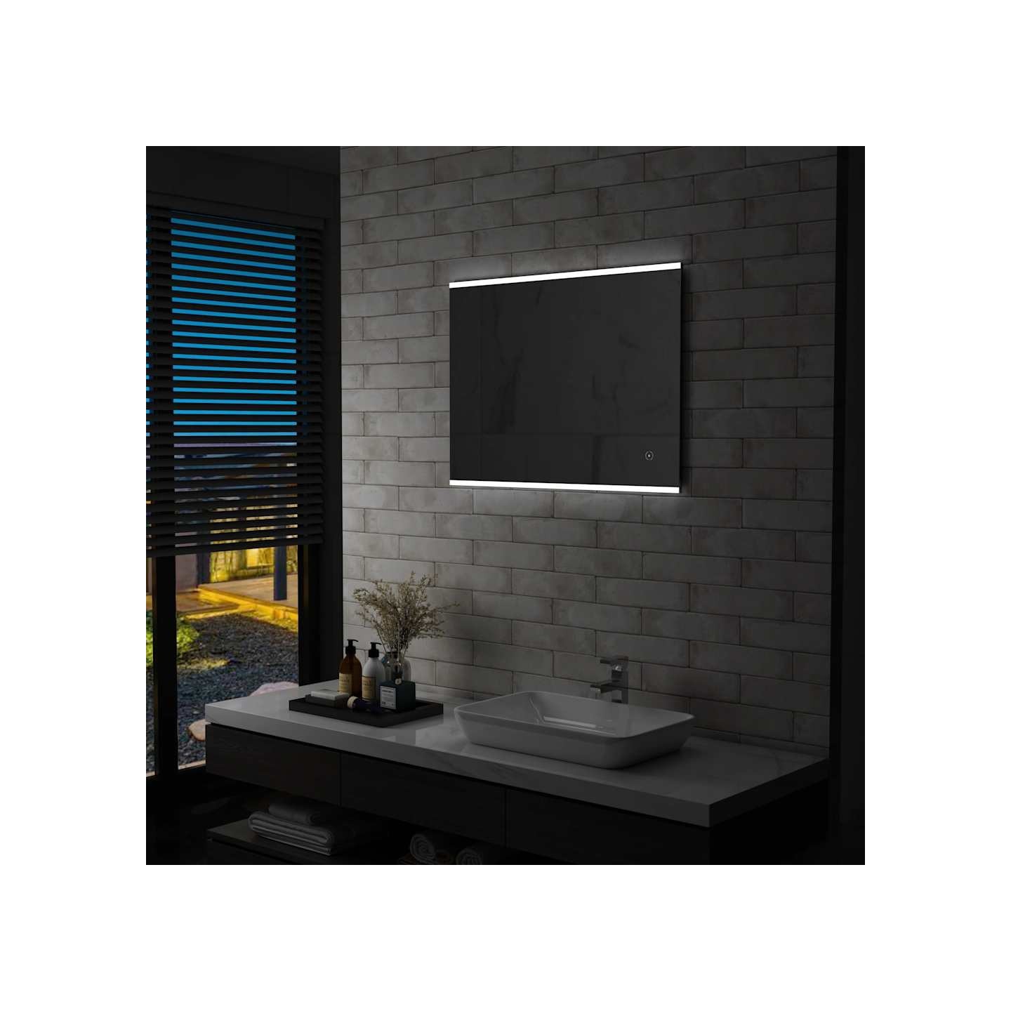 Miroir mural à LED de salle de bain et capteur tactile 80x60 cm