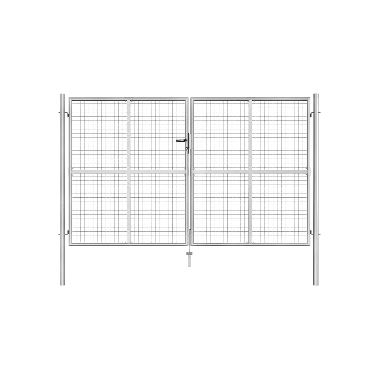 Portail de jardin en acier galvanisé 306x150 cm argenté