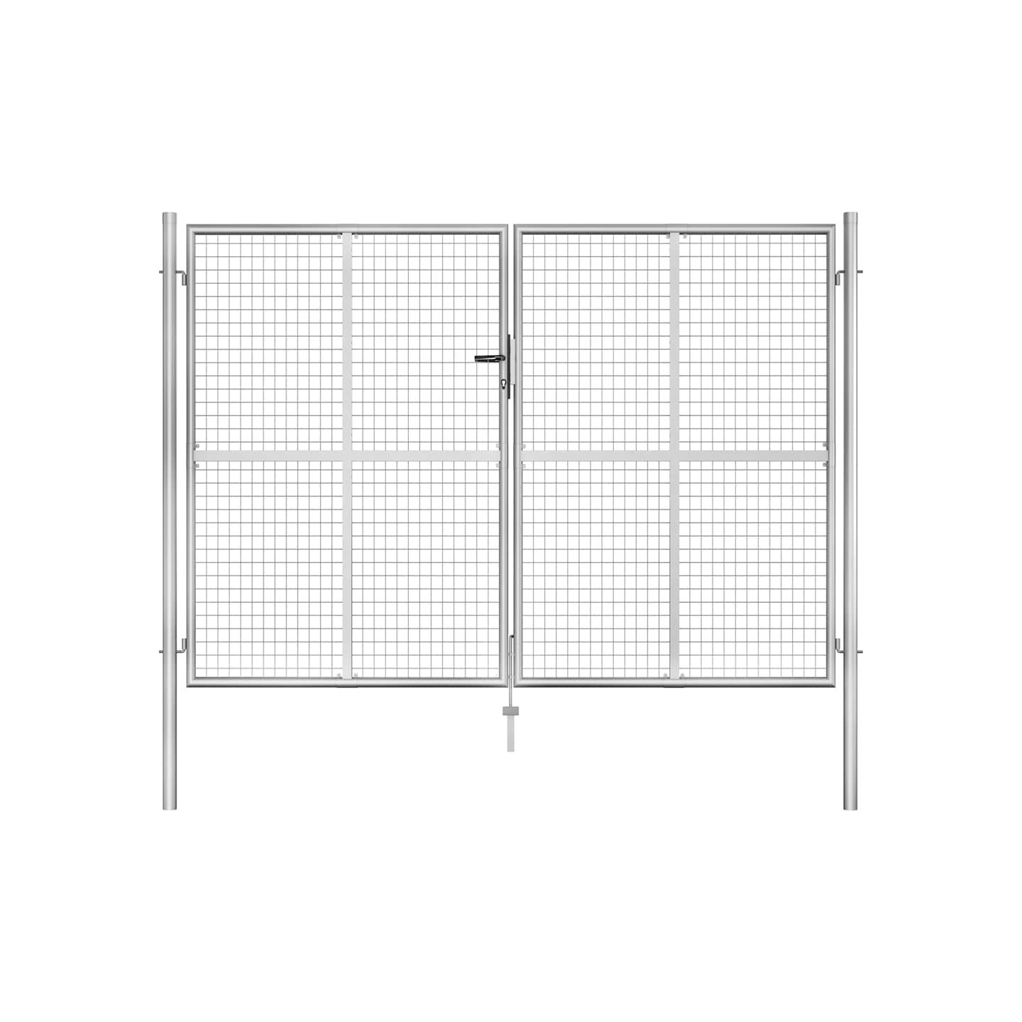 Portail de jardin en acier galvanisé 306x175 cm argent