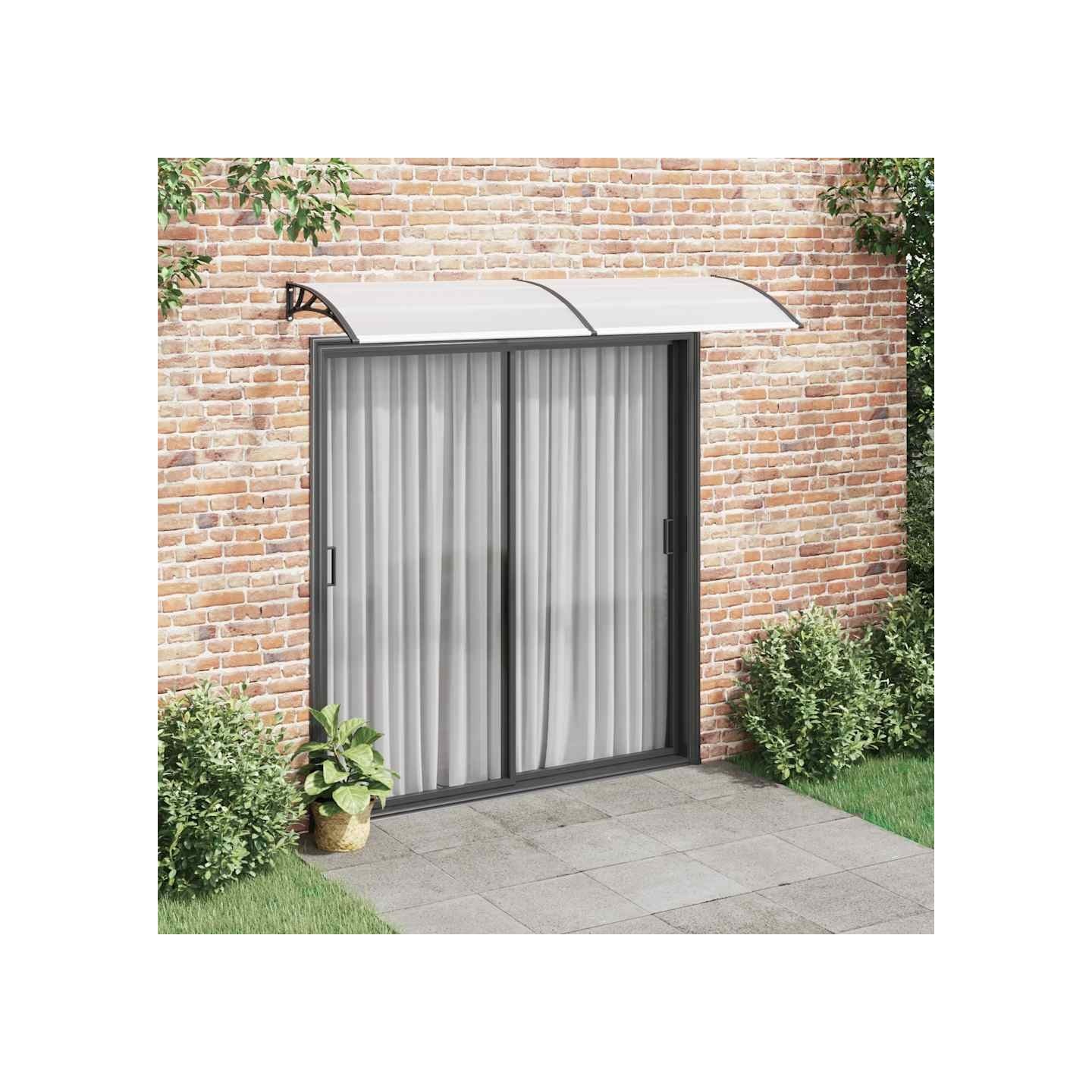 Auvent de porte Noir et transparent 240x75 cm PC