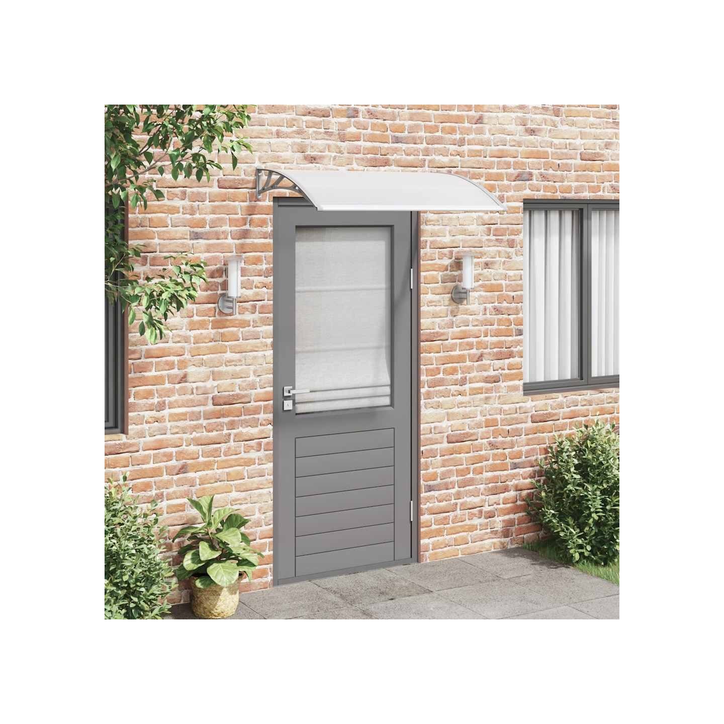 Auvent de porte Gris et transparent 120x75 cm PC