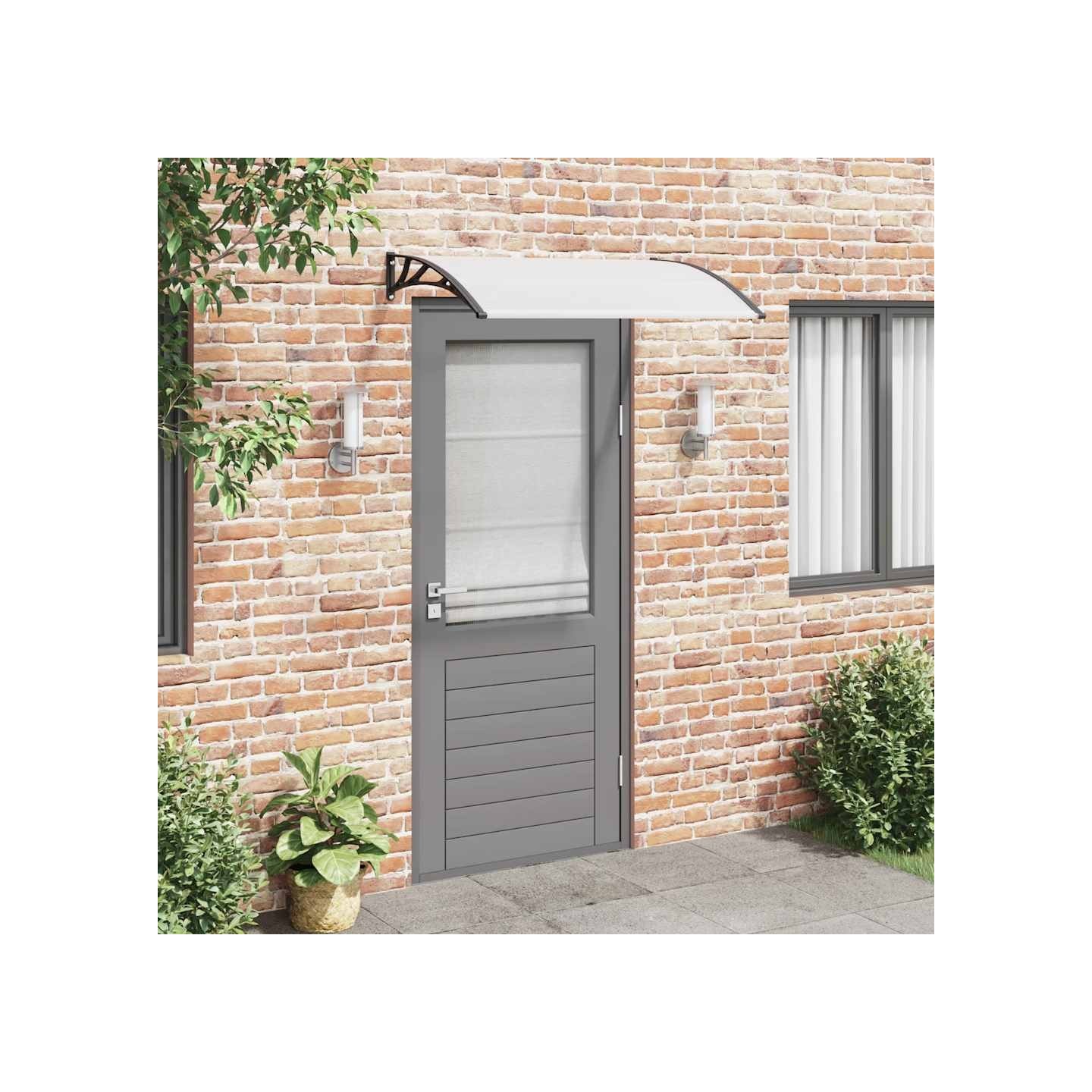 Auvent de porte Noir et transparent 120x75 cm PC