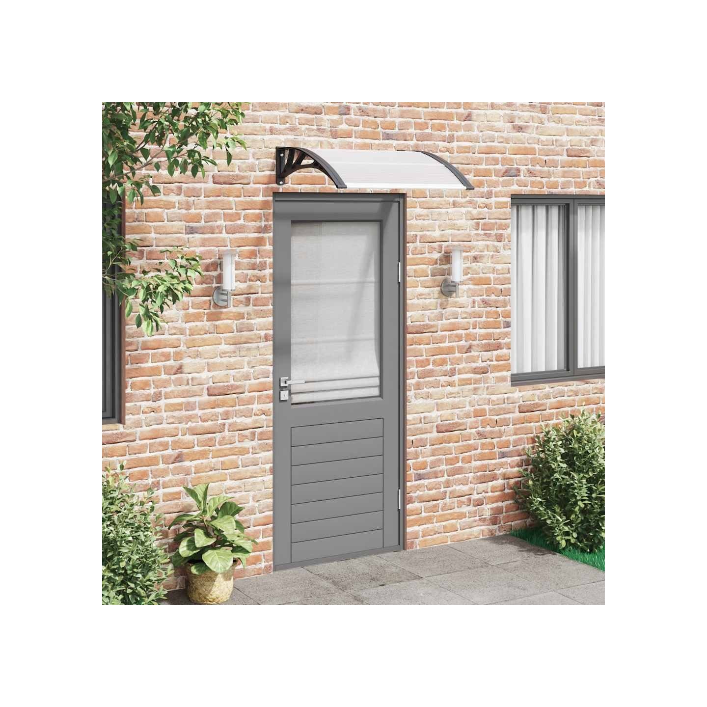 Auvent de porte Noir et transparent 200x75 cm PC