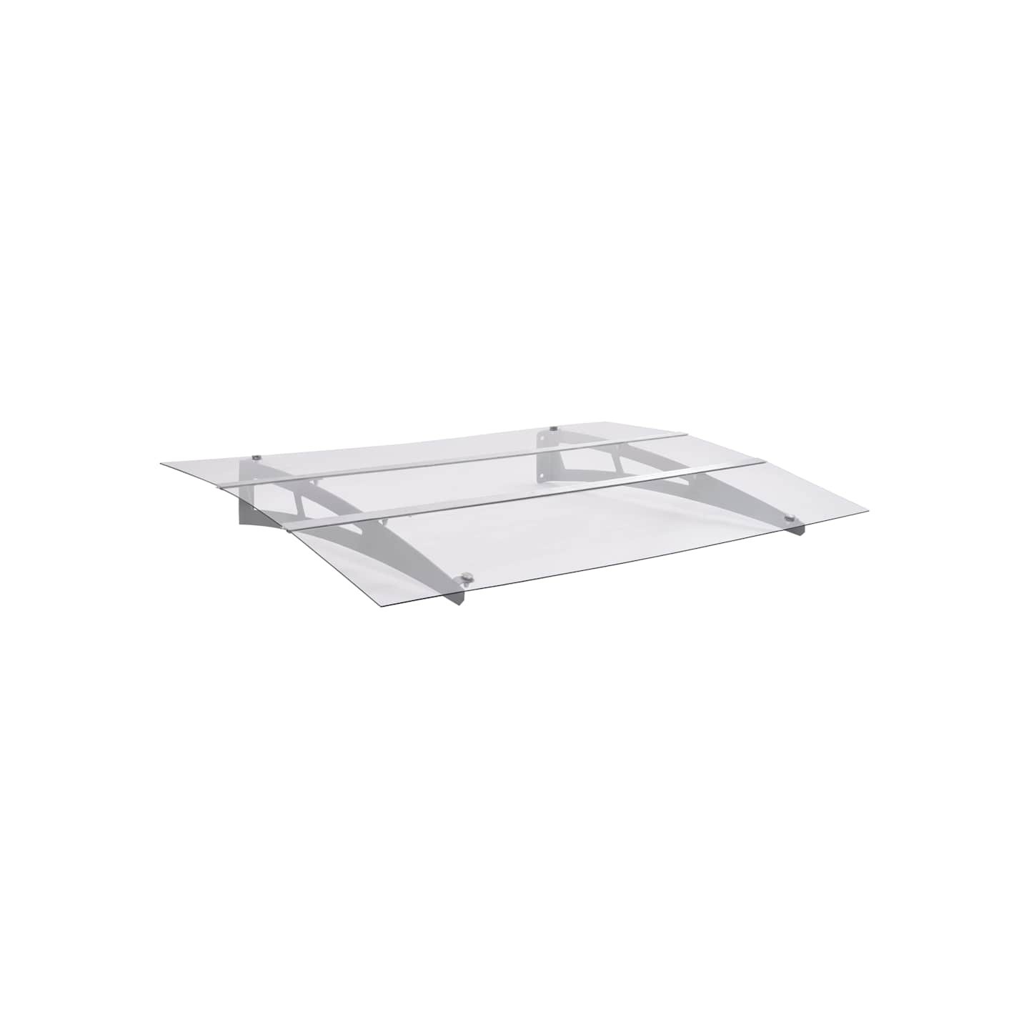 Auvent de porte argenté et transparent 120x90 cm polycarbonate
