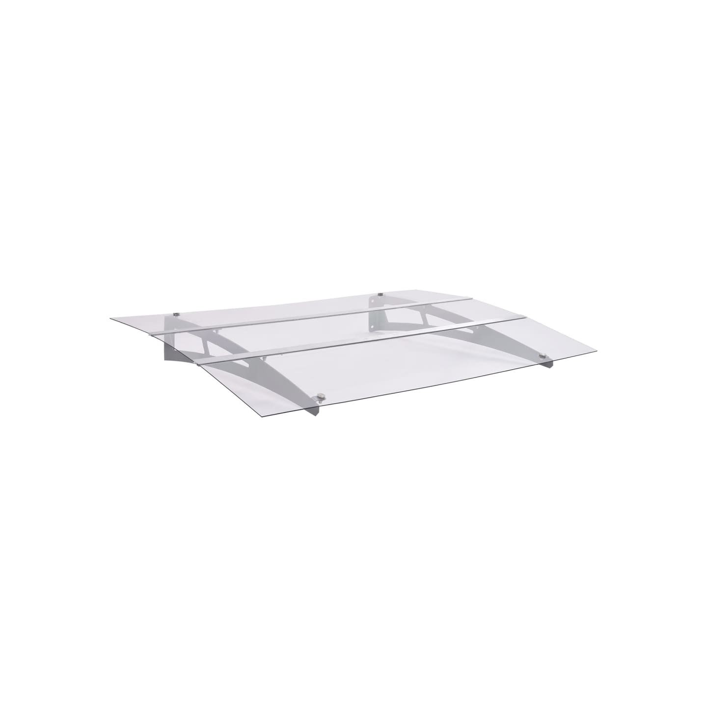 Auvent de porte argent et transparent 150x90 cm PET
