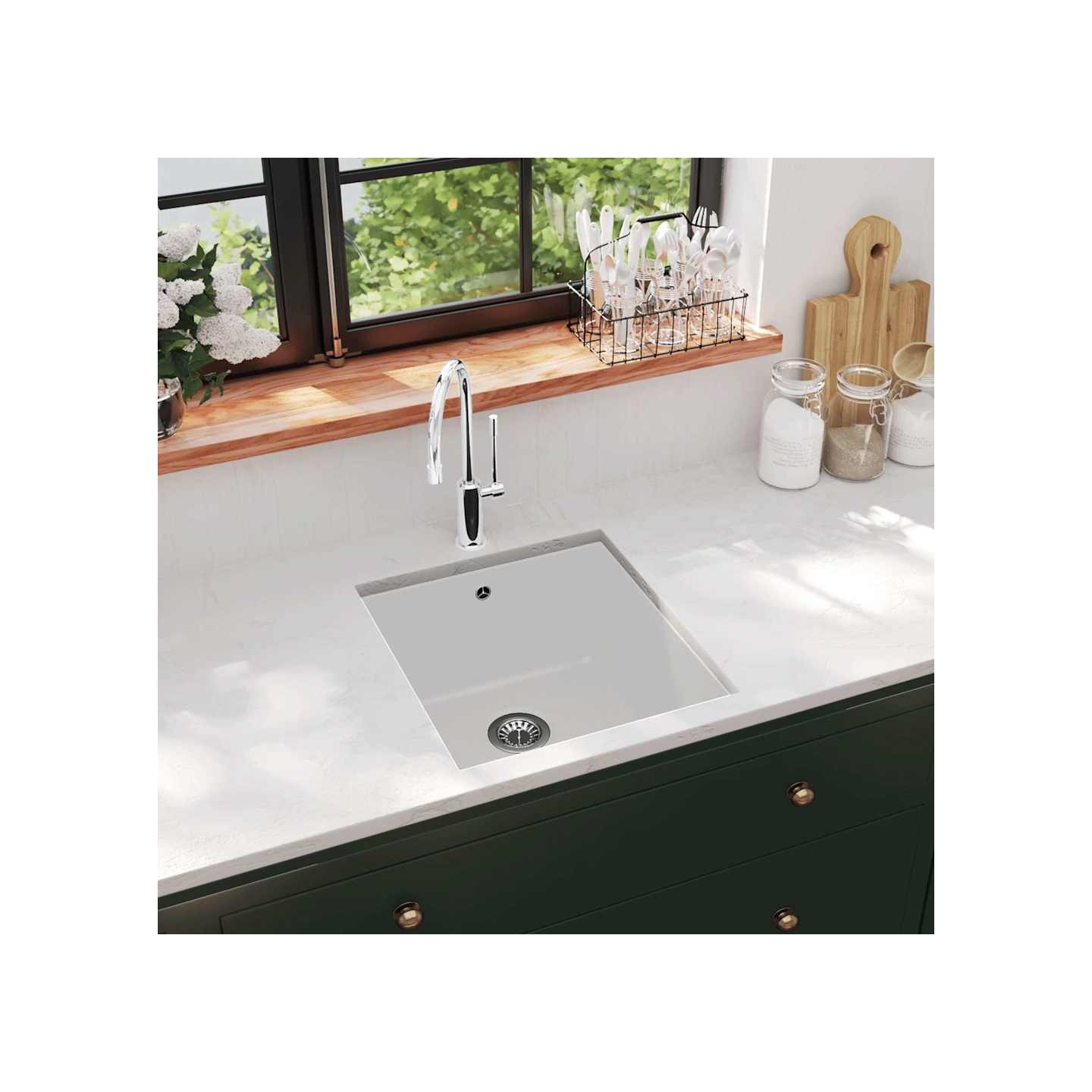 Évier de cuisine Granit Seul lavabo Blanc