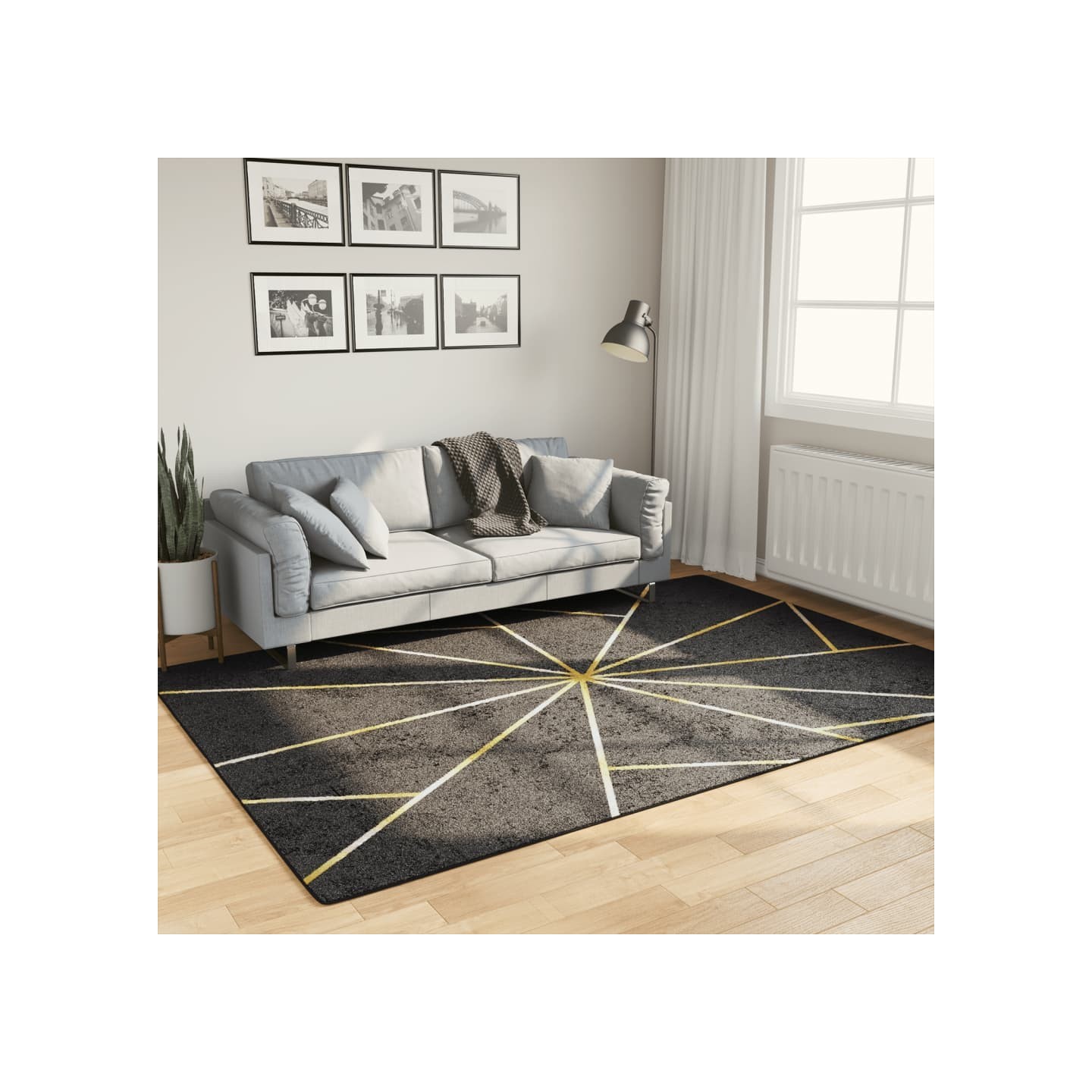 Tapis lavable noir et doré 160x230 cm antidérapant