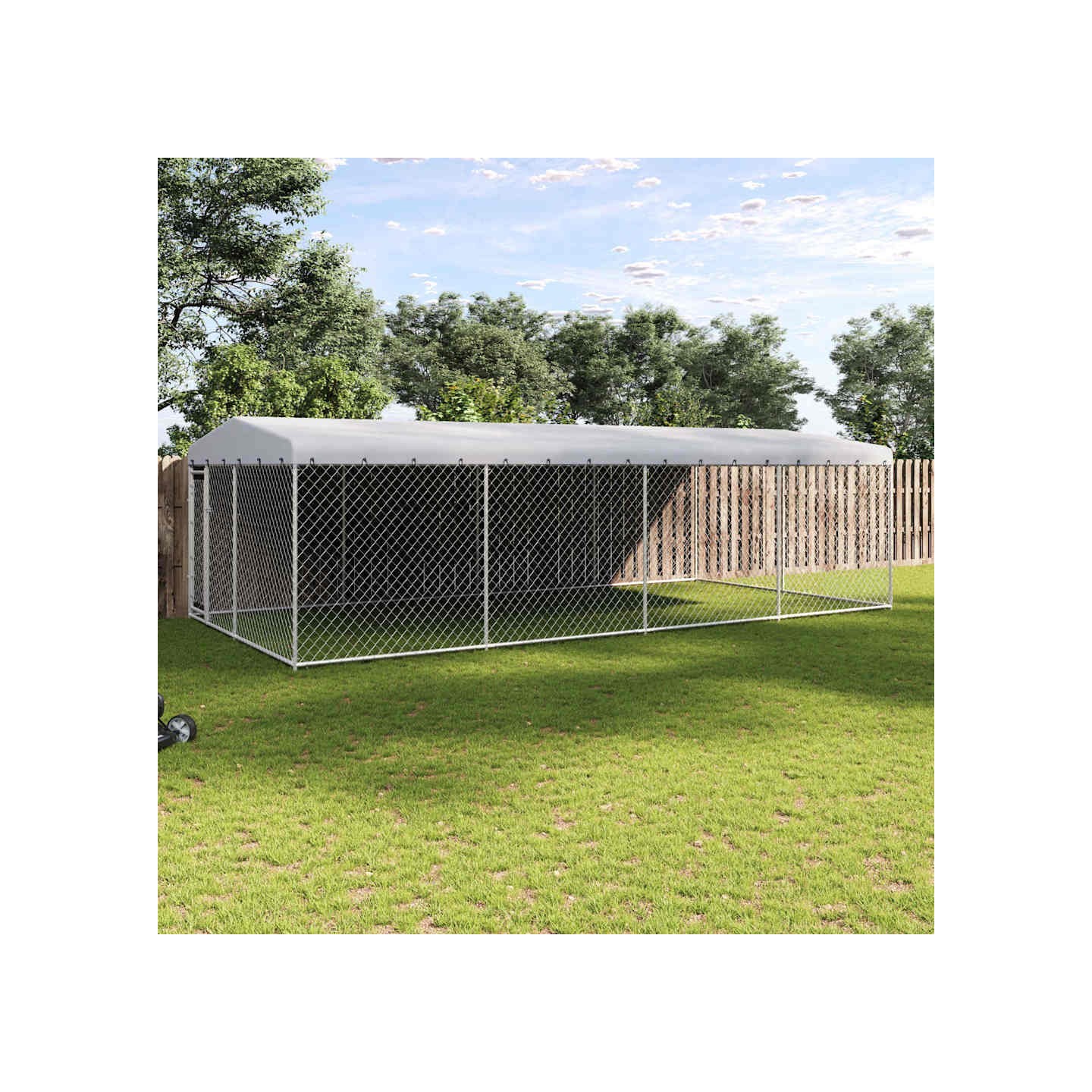 Chenil extérieur avec toit pour chiens 7,6x3,8x2,3 m