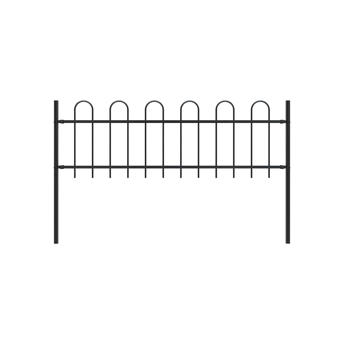 Clôture de jardin BOXTEL avec arceau supérieur en acier 170 x 60 cm noir