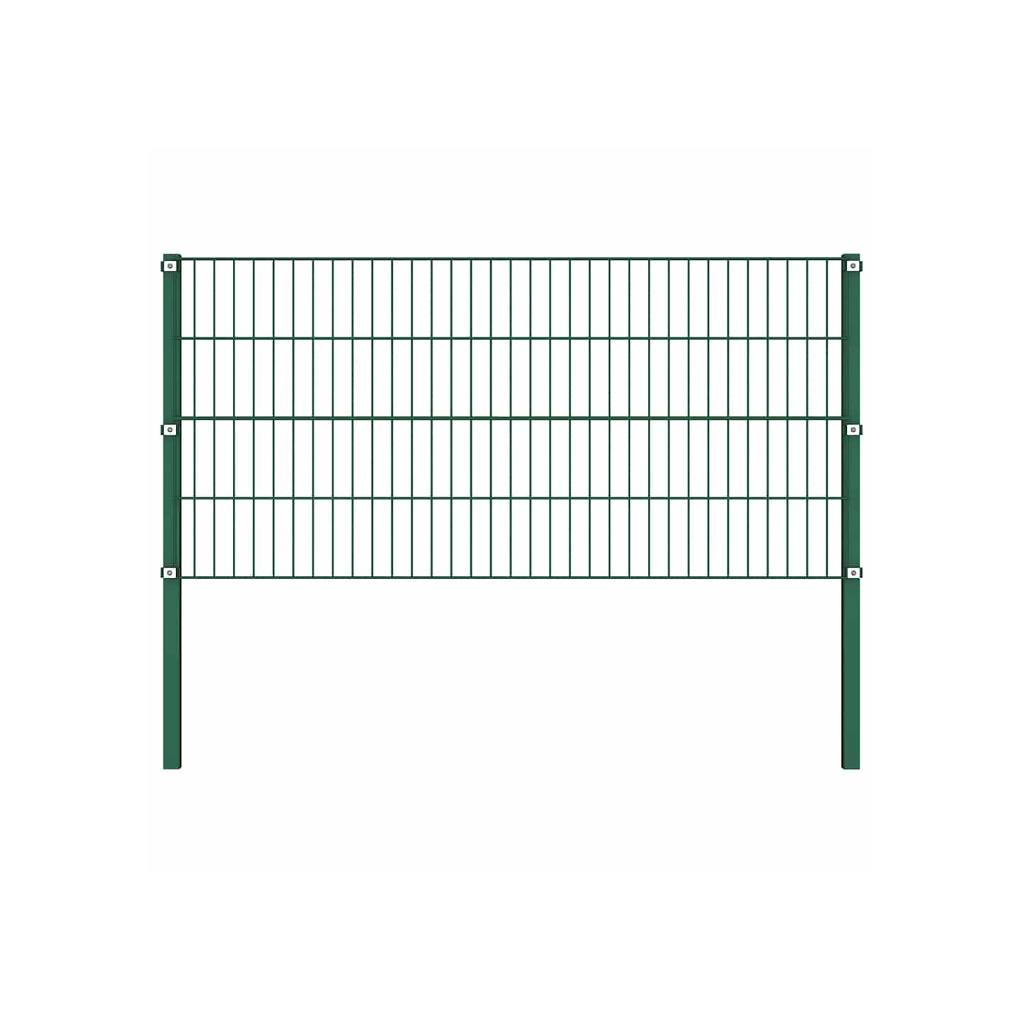 Panneau de clôture avec poteaux en fer 176,5 x 80 cm Vert