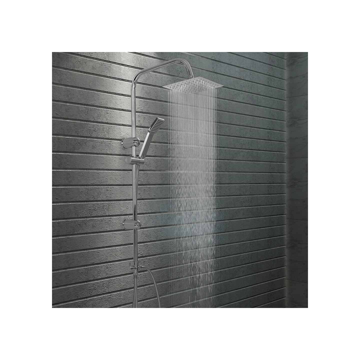 Ensemble de douche à deux têtes avec douchette Acier inoxydable