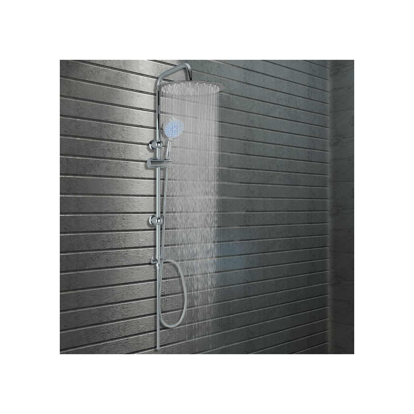 Ensemble de douche à deux têtes avec douchette Acier inoxydable
