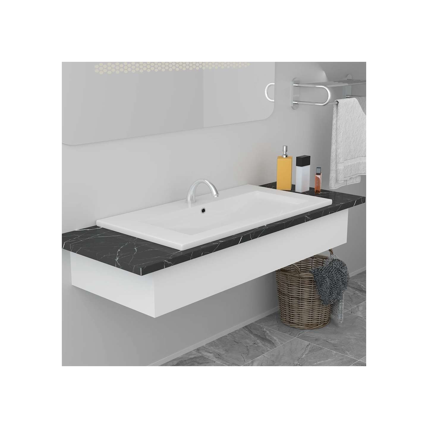 Lavabo encastré 91 x 39,5 x 18,5 cm Céramique Blanc