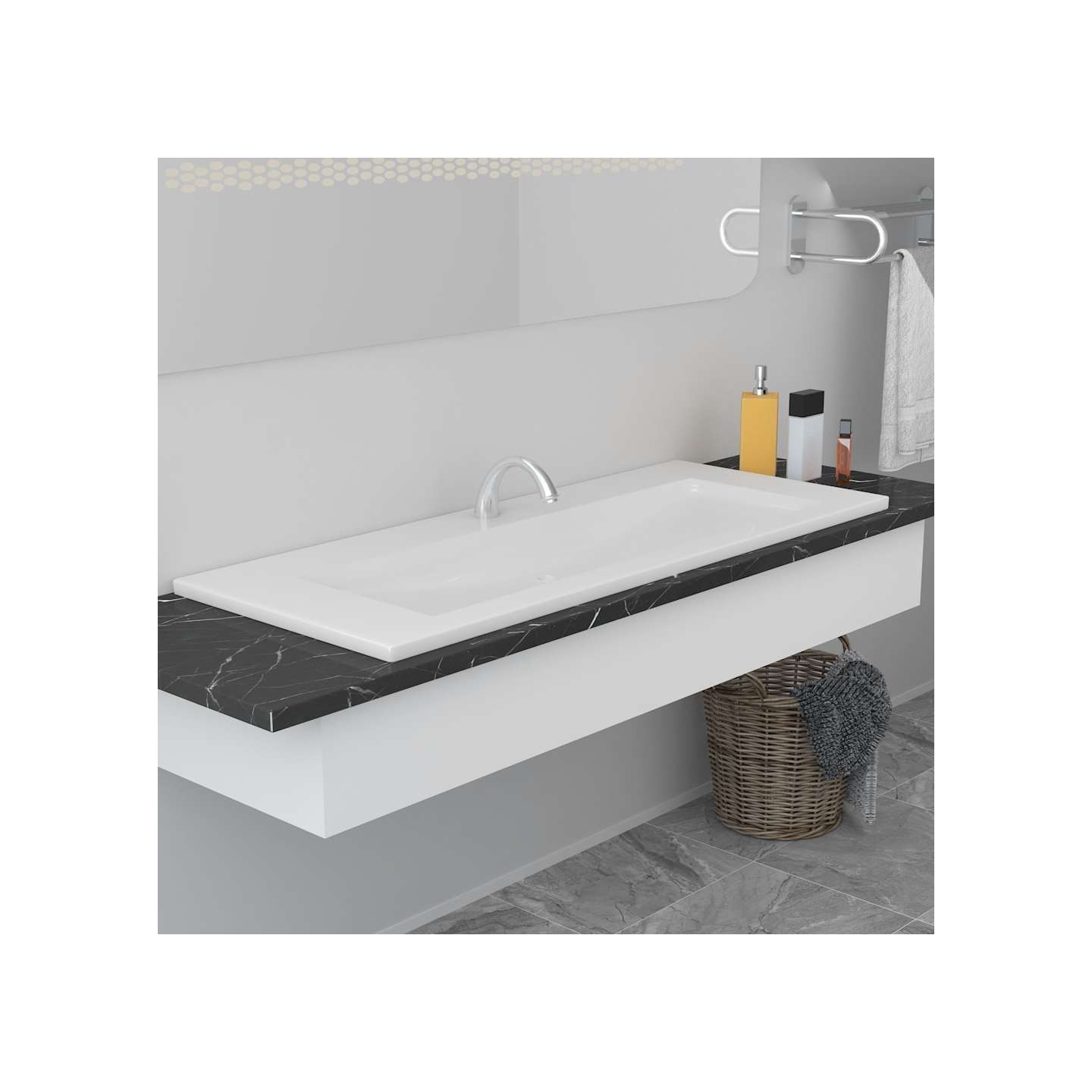 Lavabo encastré 101 x 39,5 x 18,5 cm Céramique Blanc