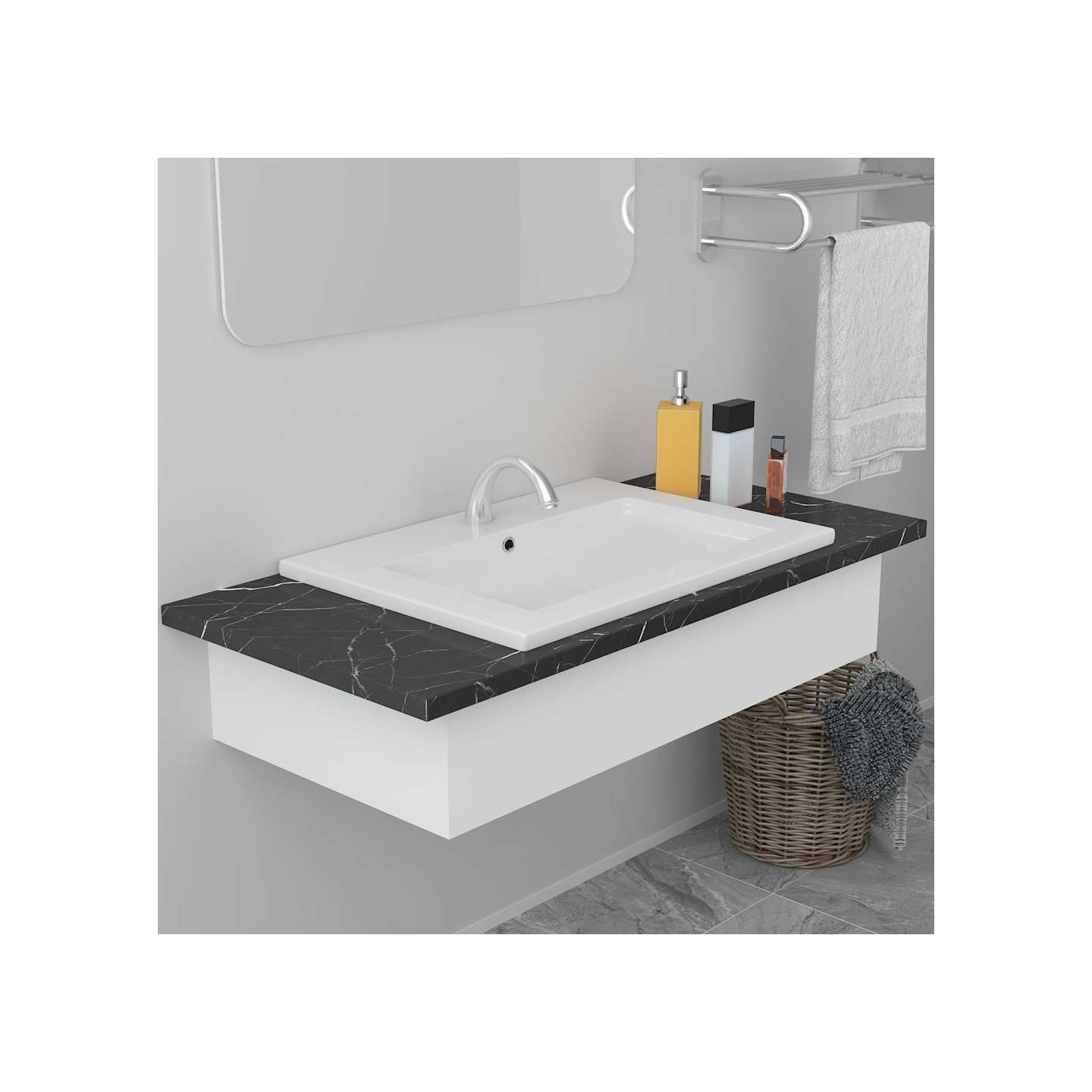 Lavabo encastré 61 x 39,5 x 18,5 cm Céramique Blanc