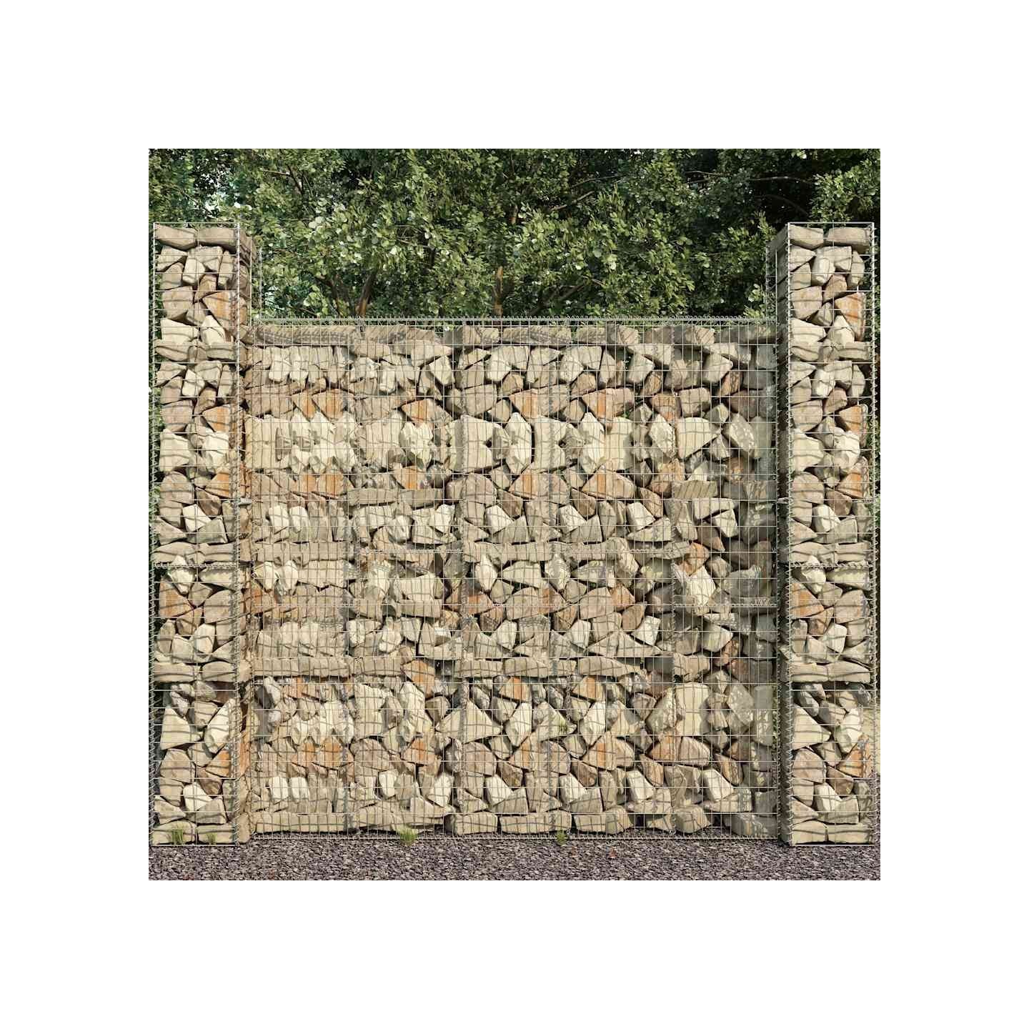 Paniers de gabion 3 pcs Acier galvanisé 25x25x197 cm
