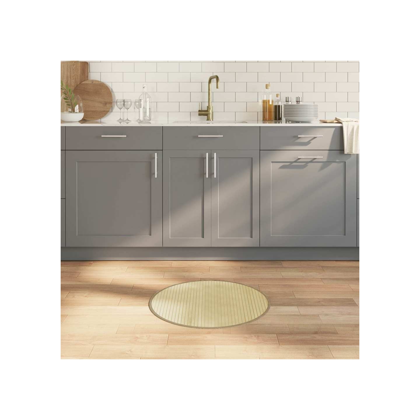 Tapis rond naturel clair 60 cm bambou