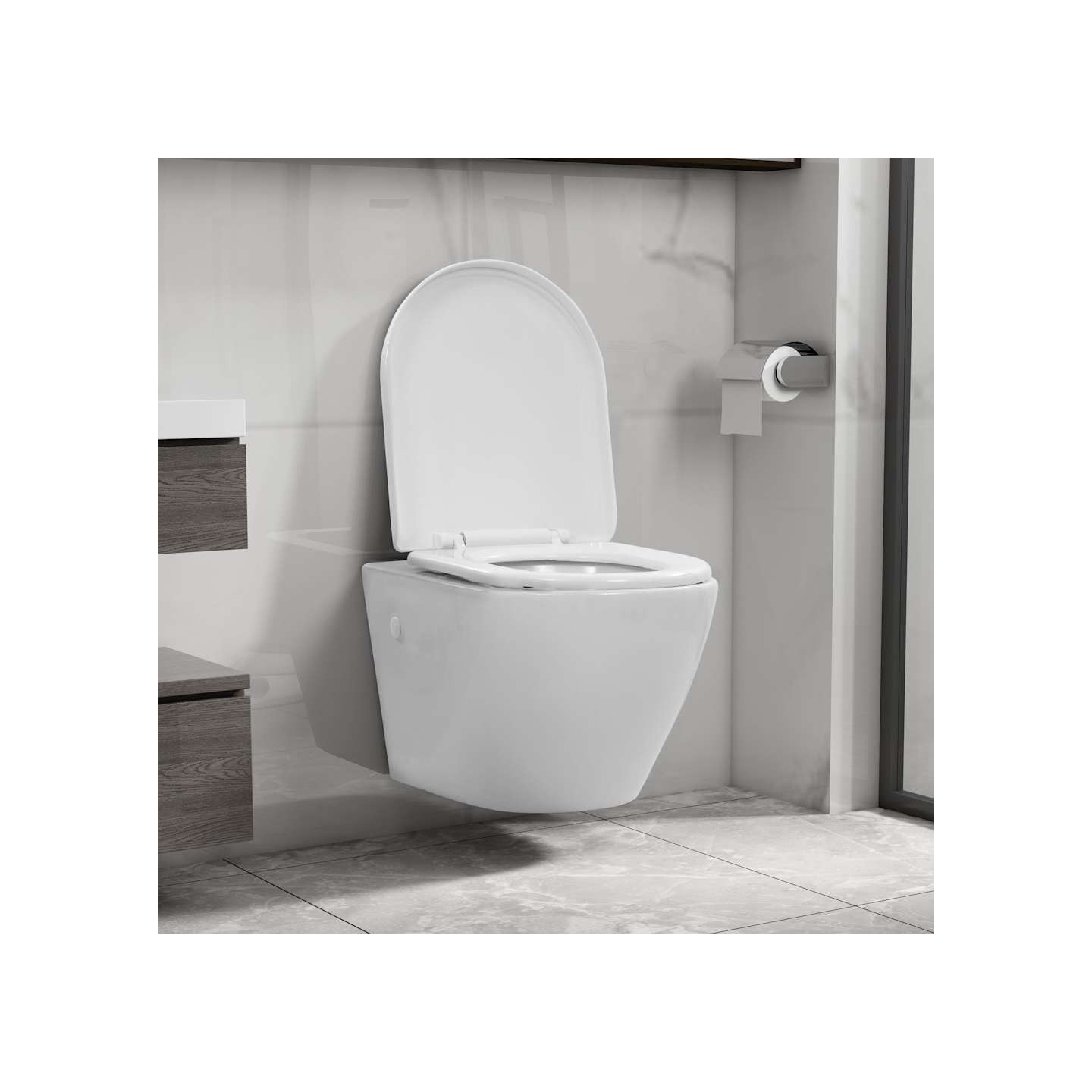 Toilette suspendue au mur sans rebord Céramique Blanc