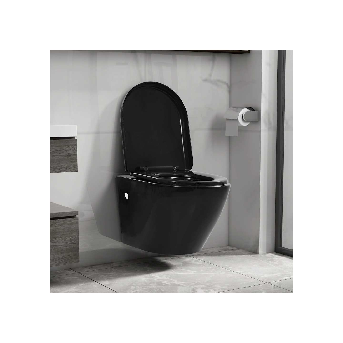 Toilette suspendue au mur sans rebord Céramique Noir