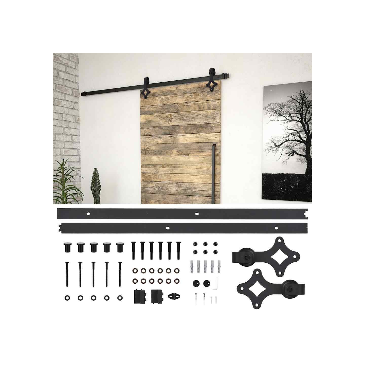 Kit de quincaillerie de porte coulissante SKIEN 183 cm noir