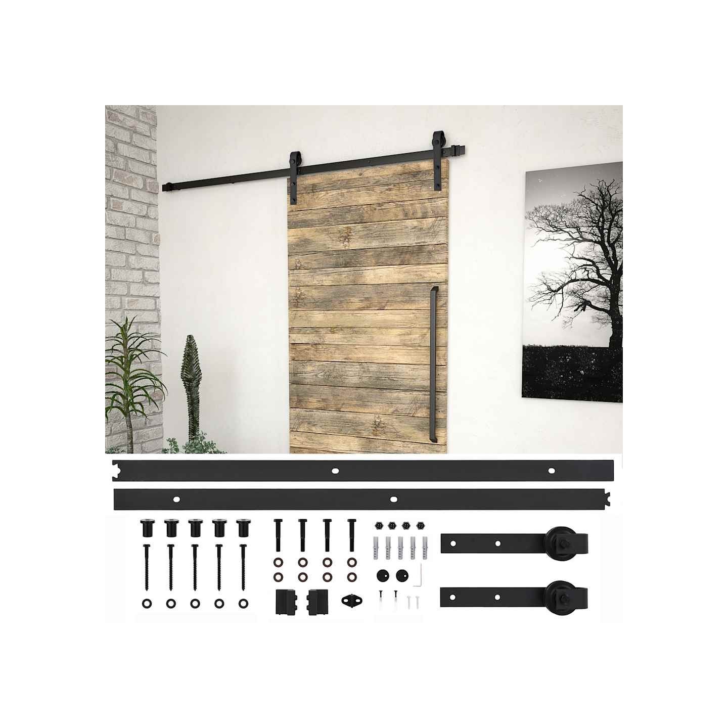 Kit de quincaillerie de porte coulissante SKIEN 200 cm noir