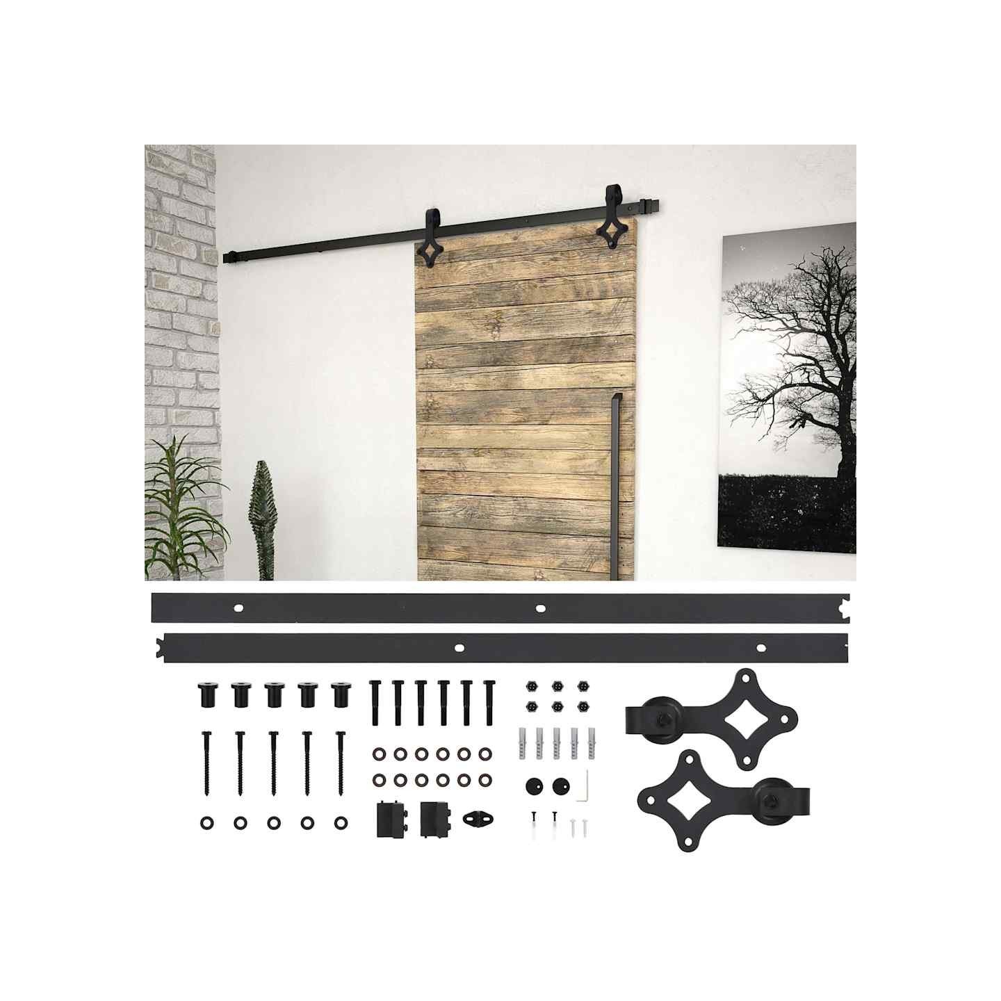 Kit de quincaillerie de porte coulissante SKIEN 200 cm noir