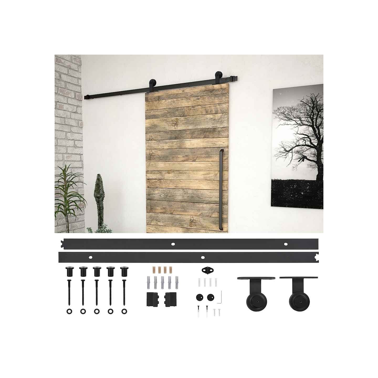 Kit de quincaillerie de porte coulissante SKIEN 183 cm noir