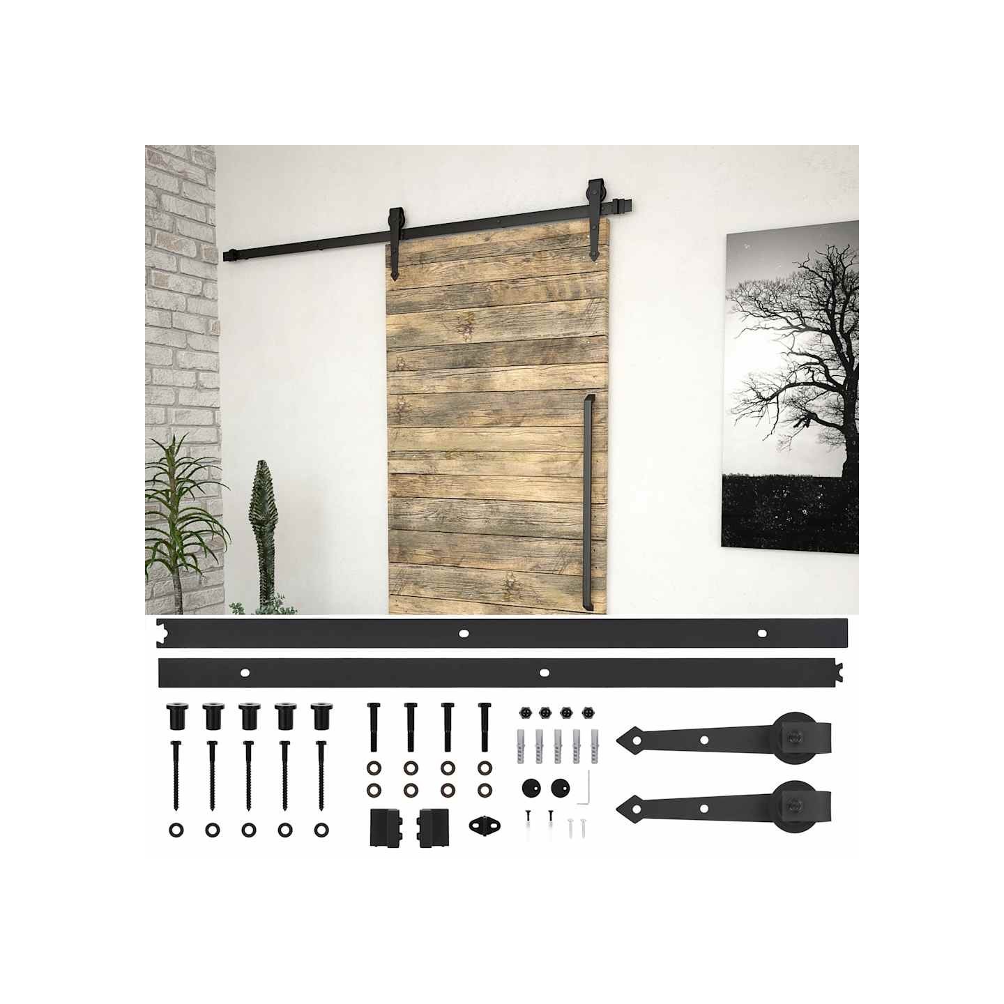 Kit de quincaillerie de porte coulissante SKIEN 200 cm noir