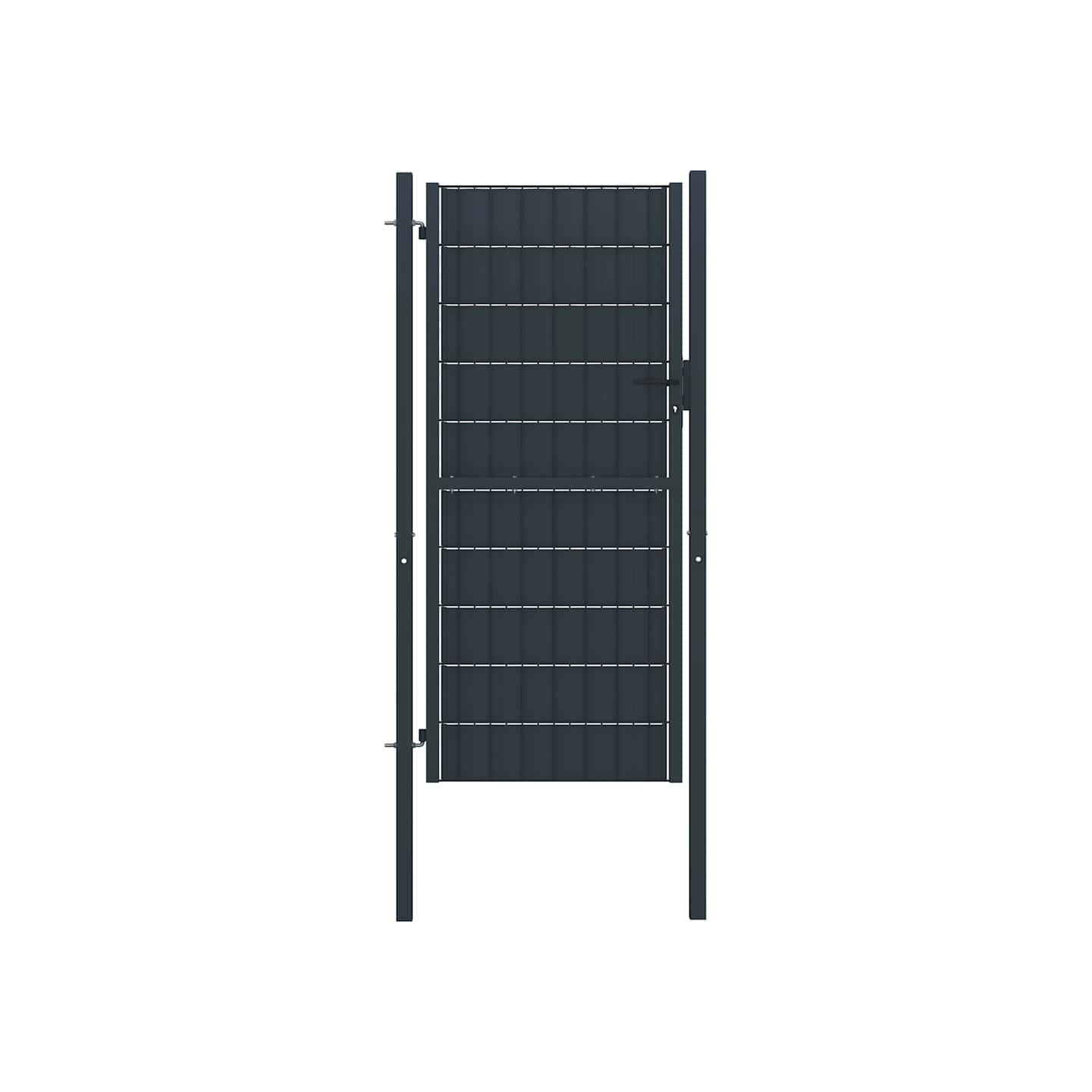 Portail de clôture en PVC et acier 100 x 204 cm anthracite