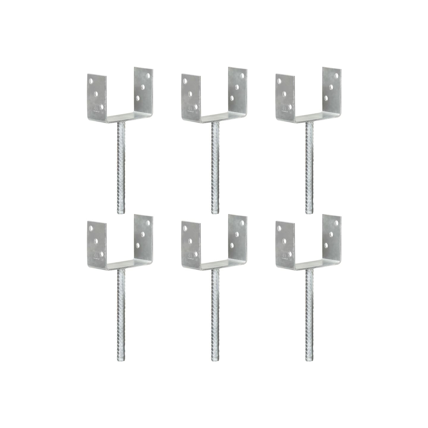 Piquets de clôture 6 pcs Argenté 12x6x30 cm Acier galvanisé
