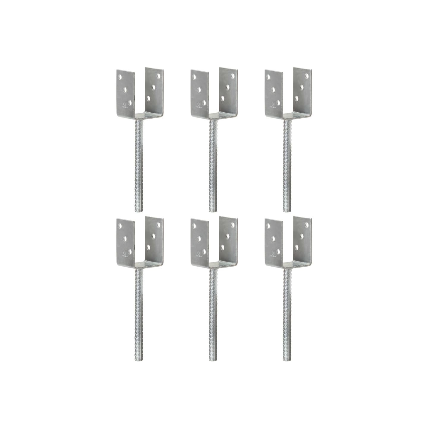 Piquets de clôture 6 pcs Argenté 7x6x30 cm Acier galvanisé
