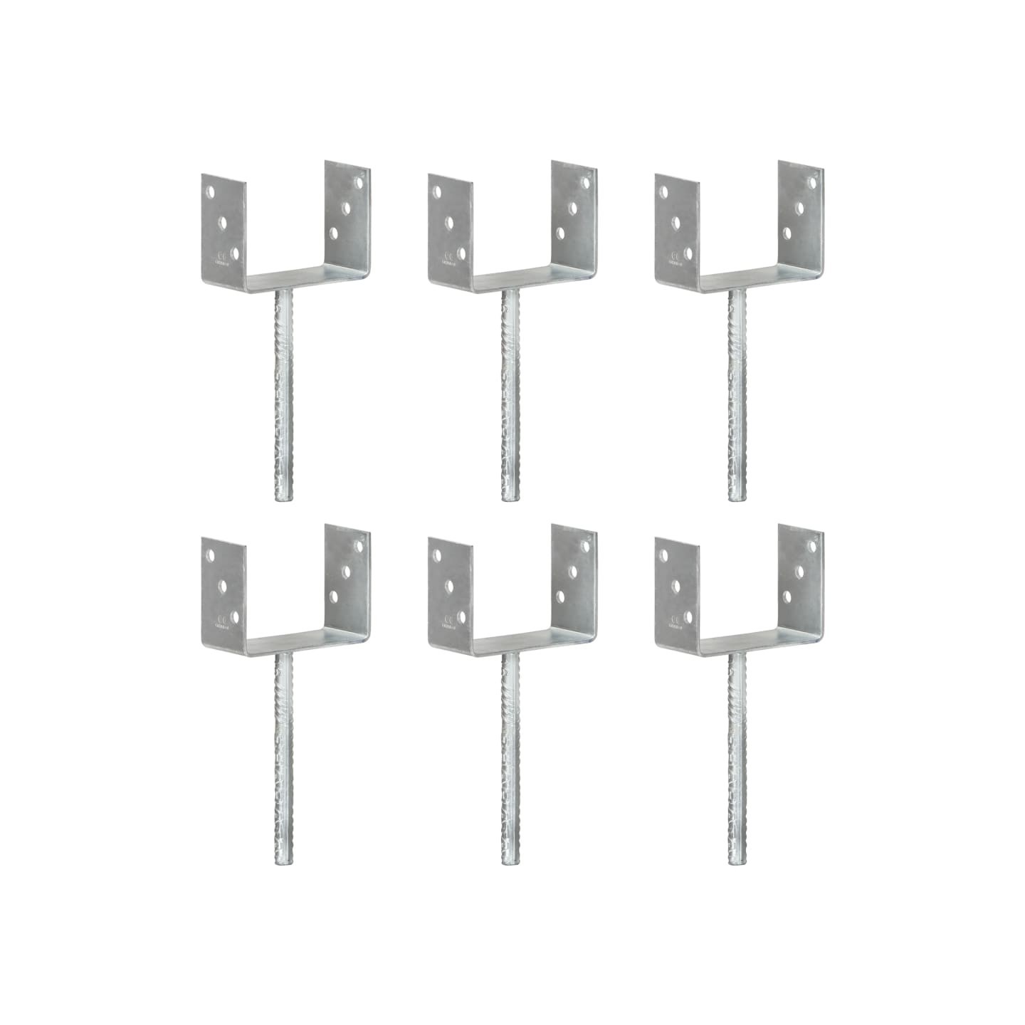 Piquets de clôture 6 pcs Argenté 14x6x30 cm Acier galvanisé