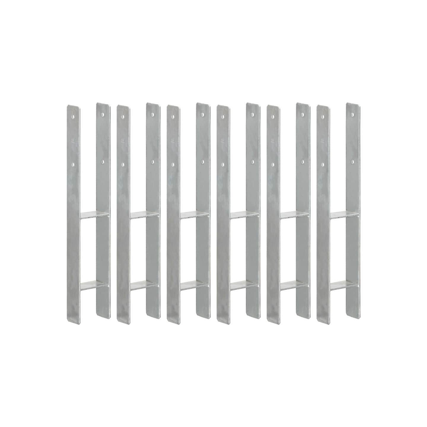 Piquets de clôture 6 pcs Argenté 9x6x60 cm Acier galvanisé