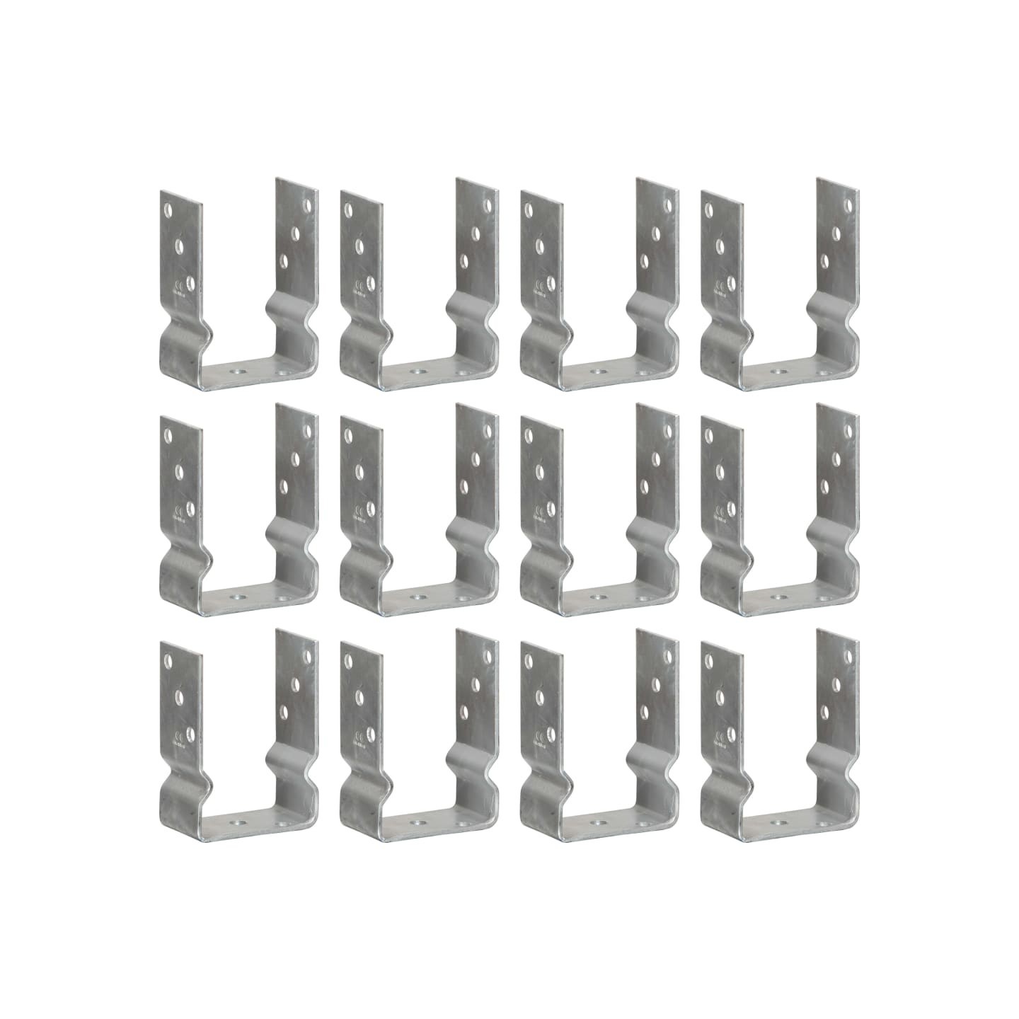 Ancrages de clôture lot de 12 argentés 10 x 6 x 15 cm acier galvanisé