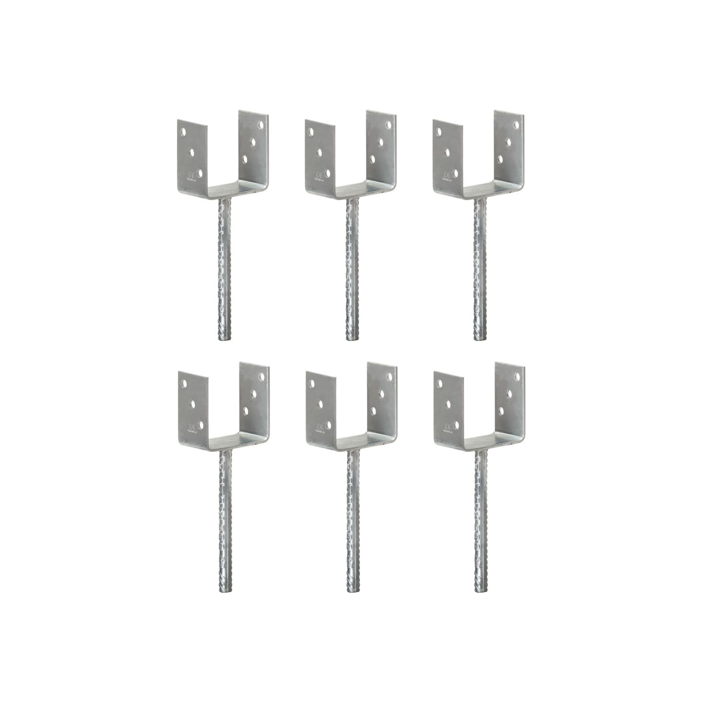 Piquets de clôture 6 pcs Argenté 10x6x30 cm Acier galvanisé
