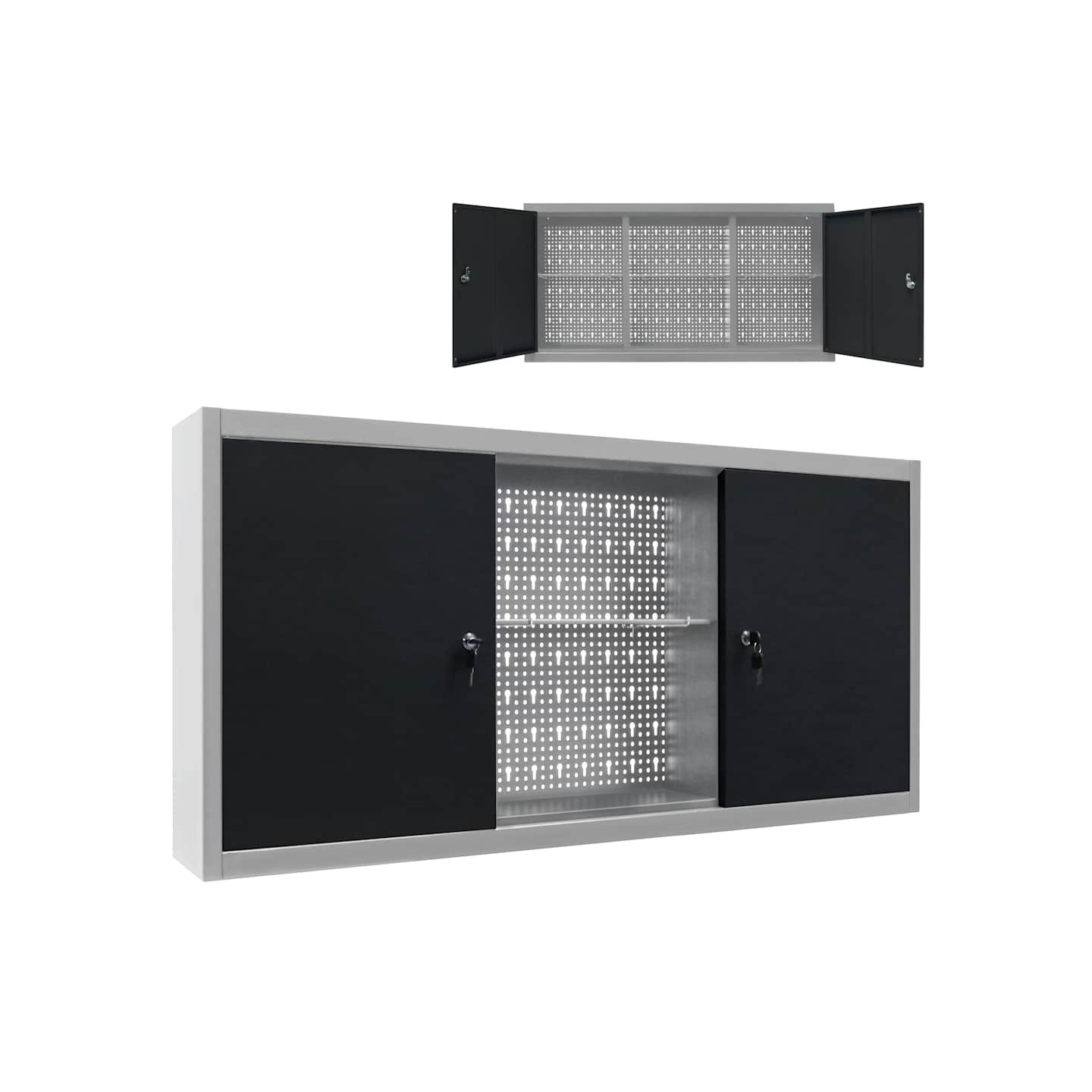 Armoire à outils murale Style Industriel Métal Gris et noir