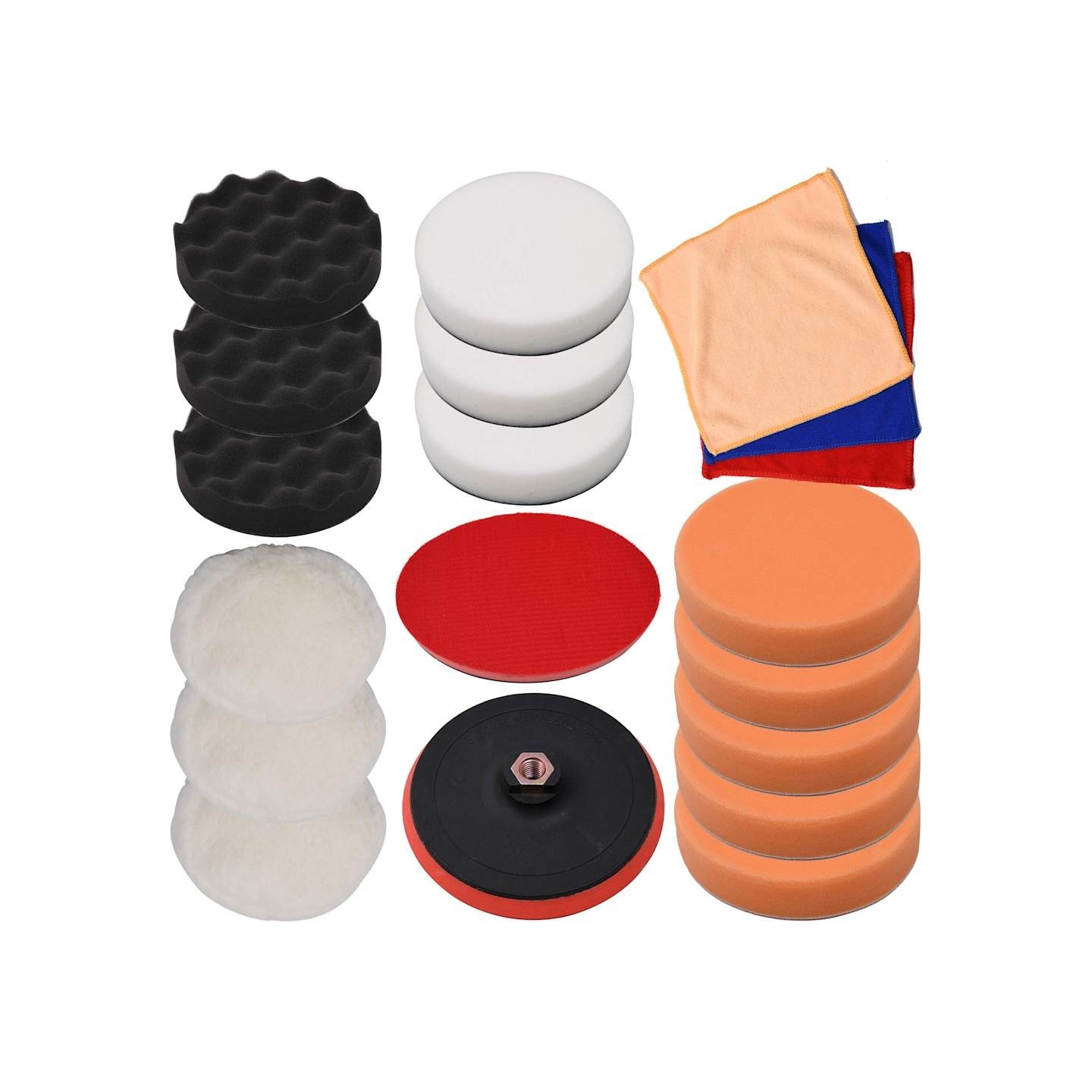 Ensemble de tampons de polissage 18 pcs 150 mm