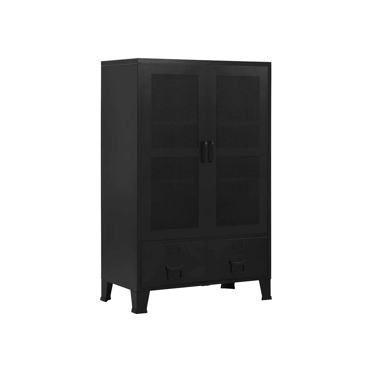 Armoire de bureau avec portes en maille Acier 75x40x120 cm Noir