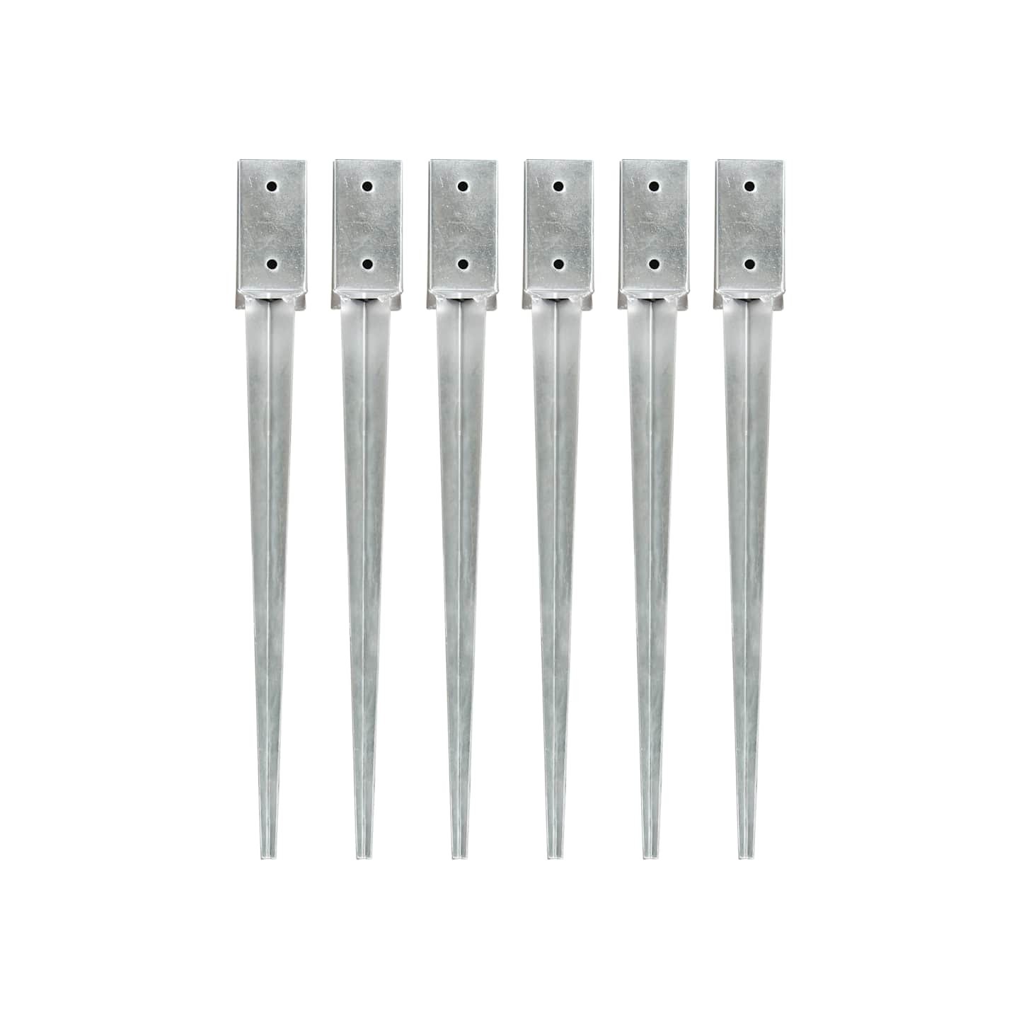 Piquets au sol 6 pcs Argenté 7x7x75 cm Acier galvanisé