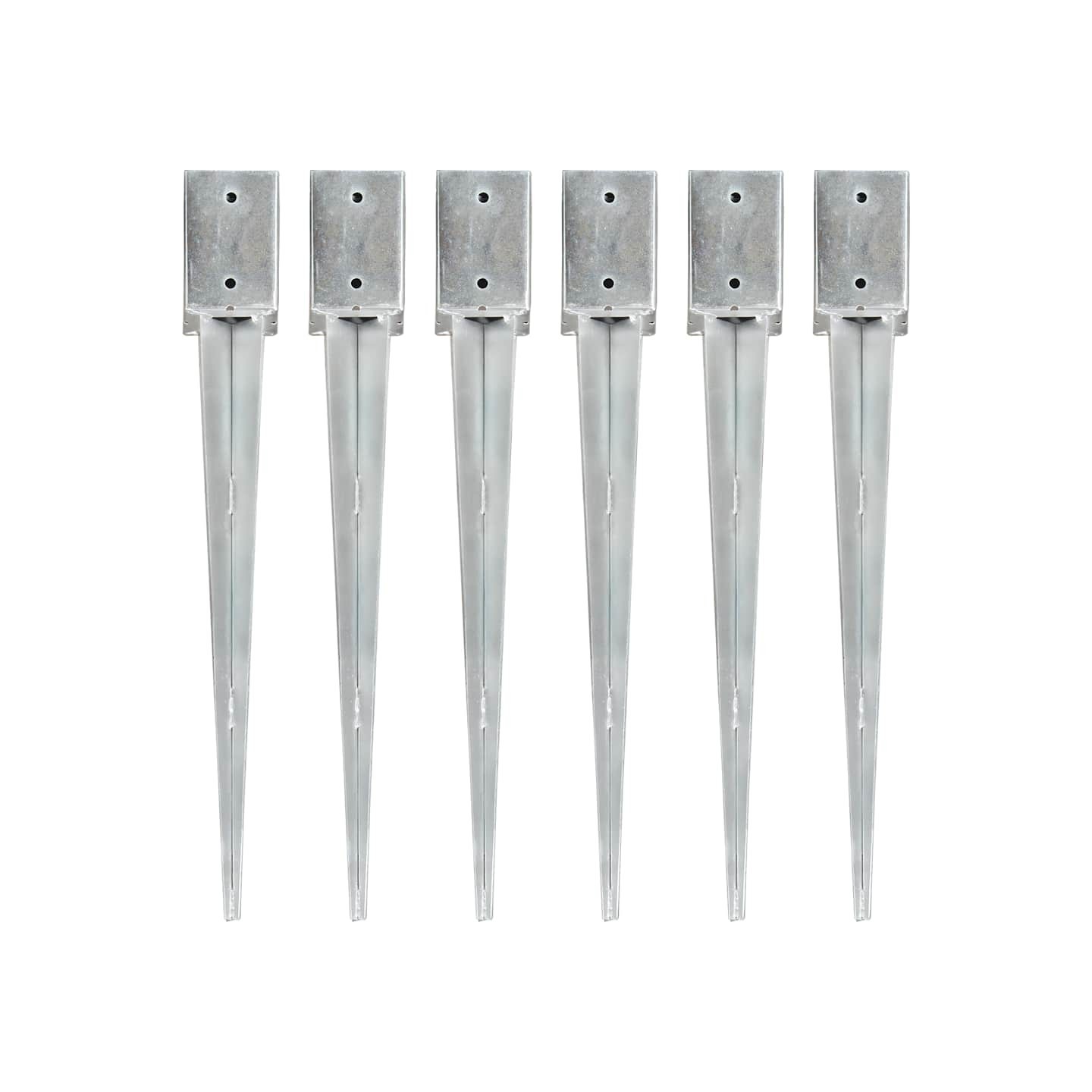 Piquets au sol 6 pcs Argenté 9x9x75 cm Acier galvanisé