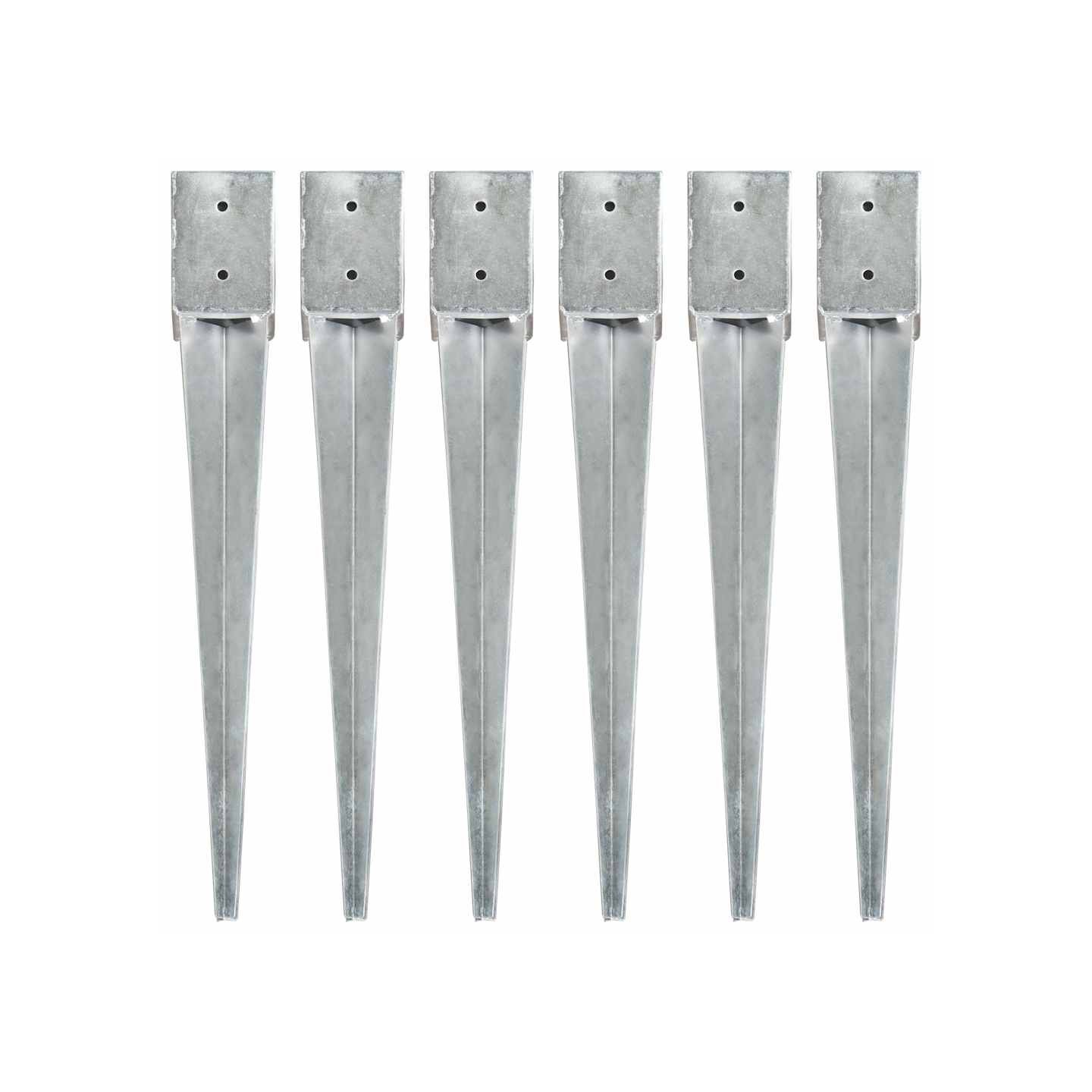 Piquets au sol 6 pcs Argenté 10x10x76 cm Acier galvanisé