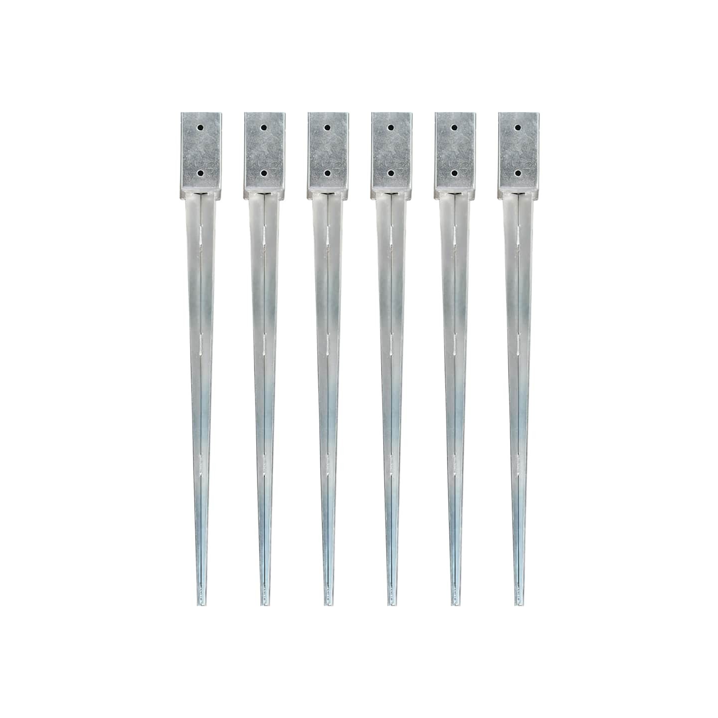 Piquets au sol 6 pcs Argenté 7x7x90 cm Acier galvanisé