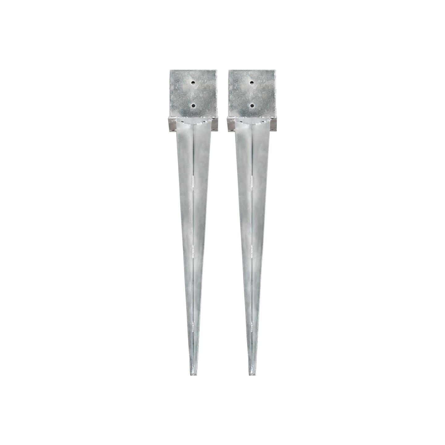 Piquets au sol 2 pcs argenté 14x14x91 cm acier galvanisé