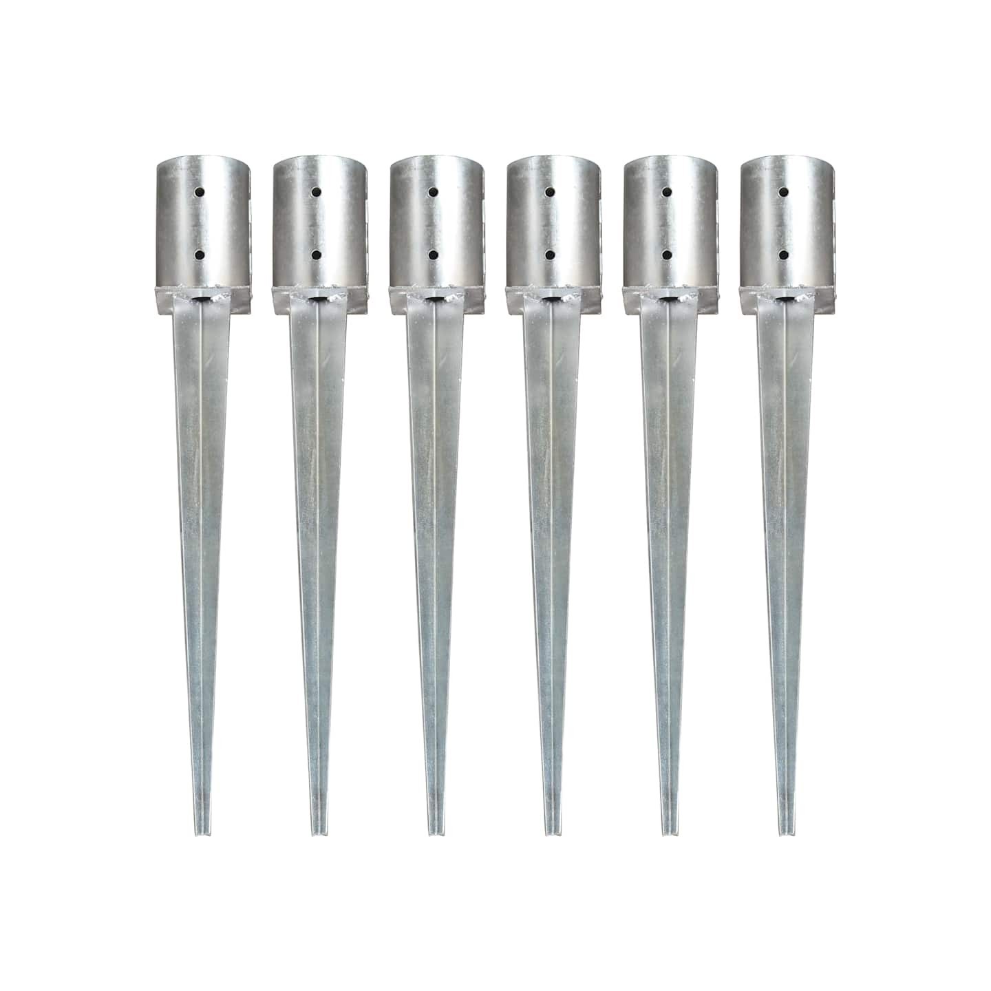 Piquets au sol 6 pcs Argenté 10x76 cm Acier galvanisé
