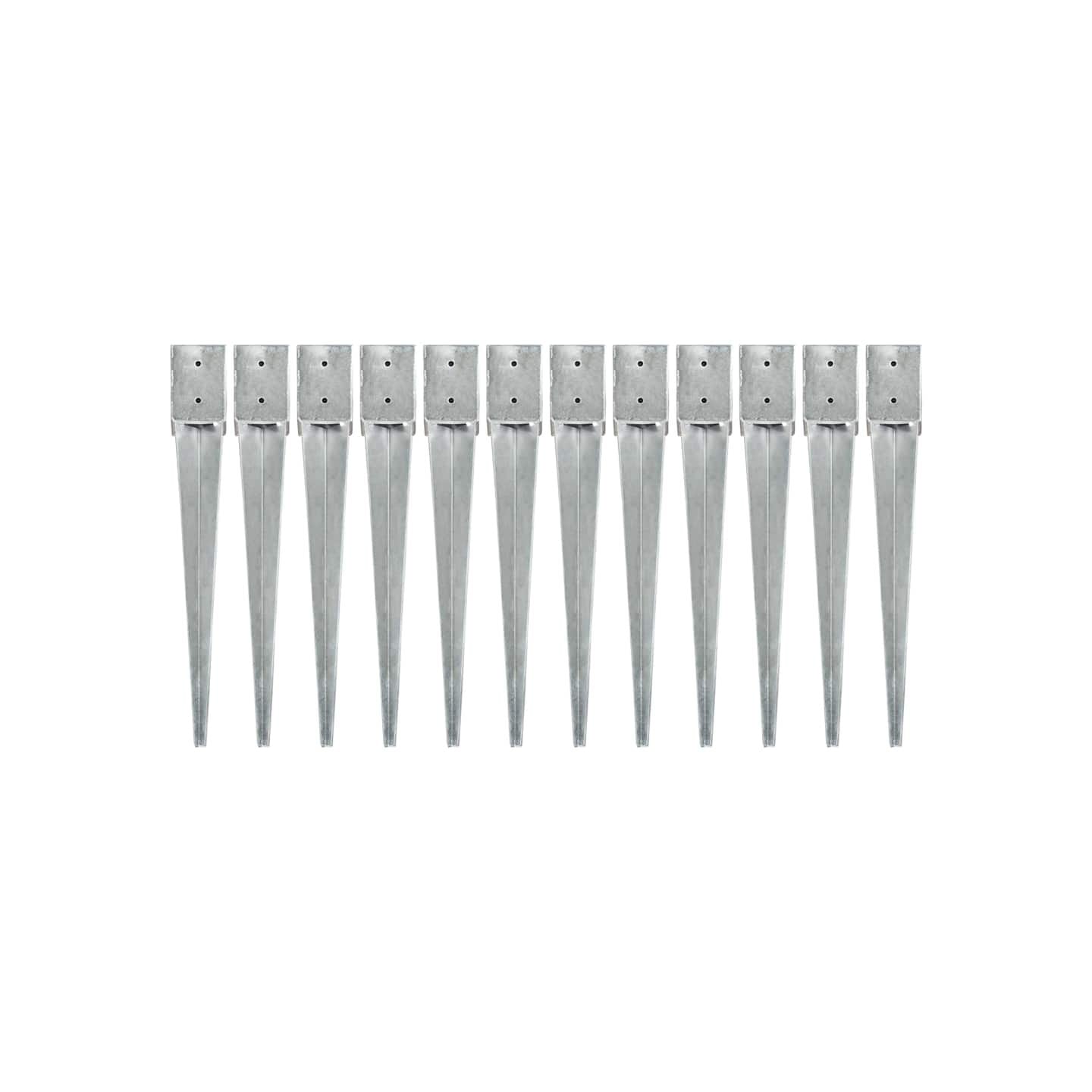 Piquets au sol 12 pcs Argenté 10x10x76 cm Acier galvanisé