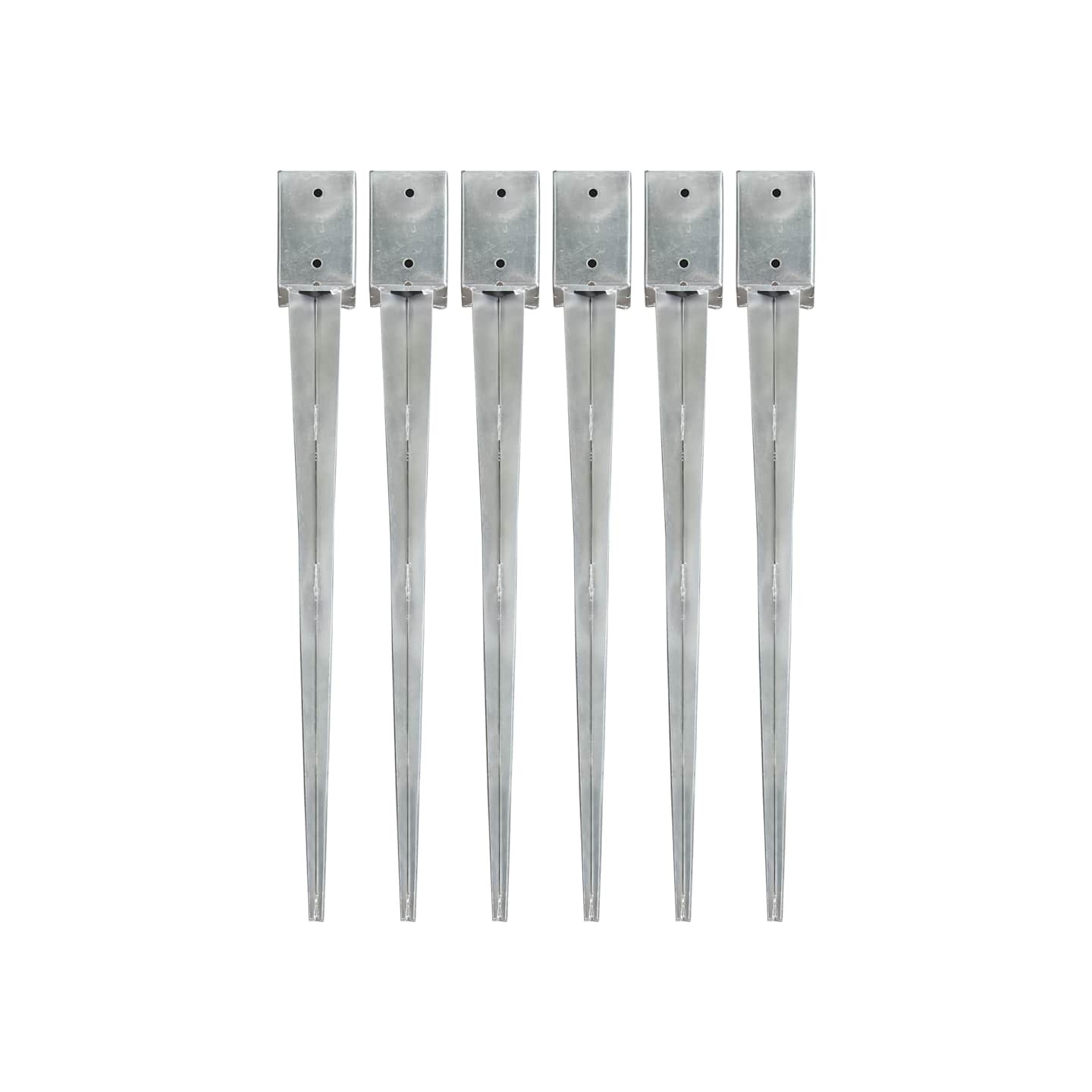 Piquets au sol 6 pcs Argenté 9x9x90 cm Acier galvanisé