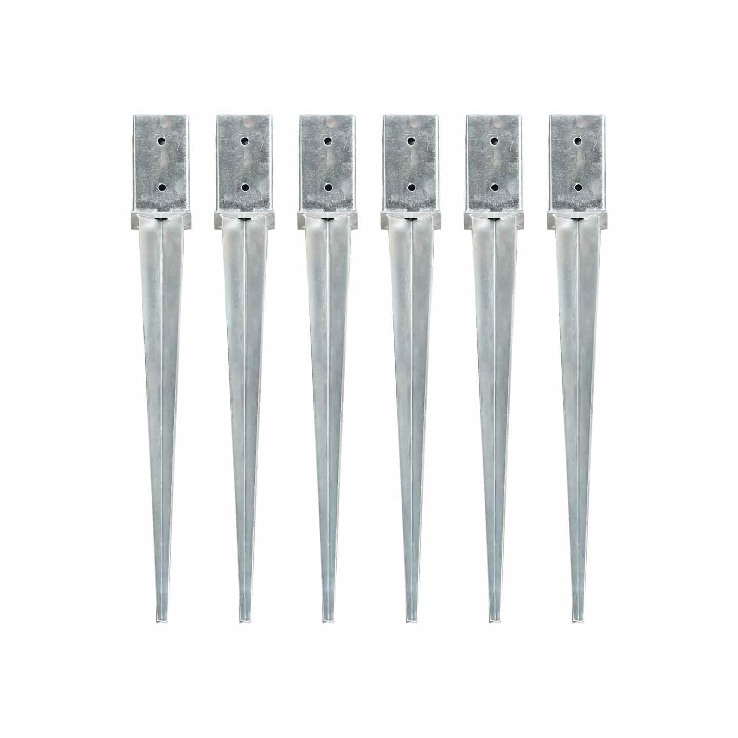 Piquets au sol 6 pcs Argenté 8x8x76 cm Acier galvanisé