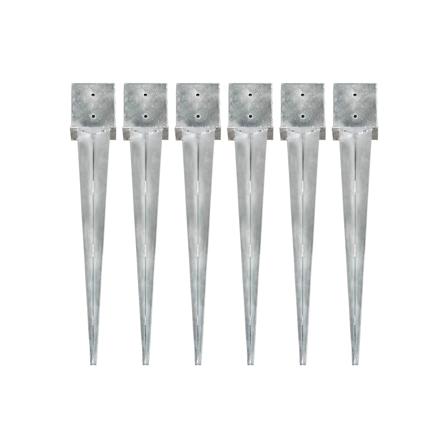 Piquets au sol 6 pcs Argenté 14x14x91 cm Acier galvanisé